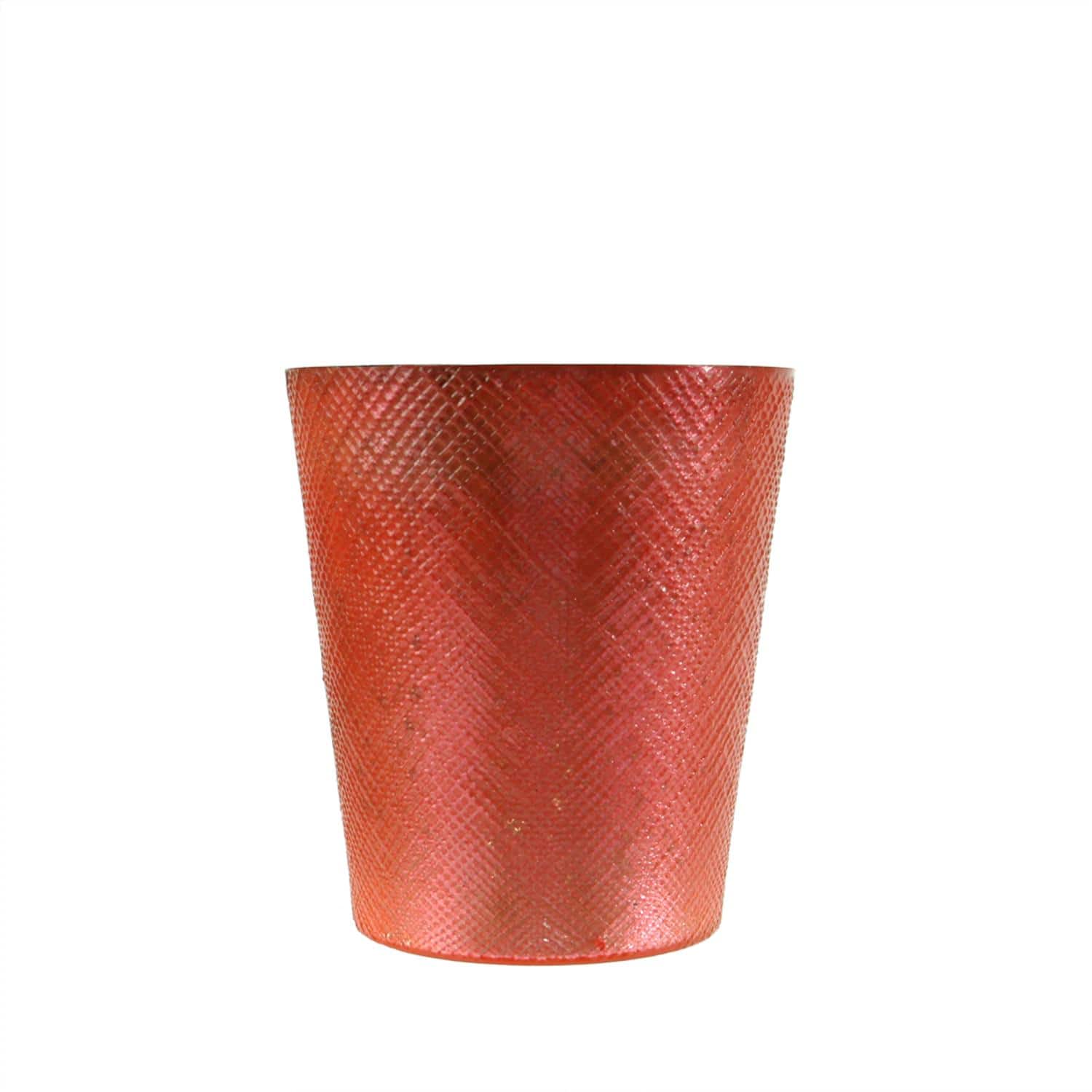 5.5" Salmon Pink & Silver Mercury Glass Votive Candle Holder