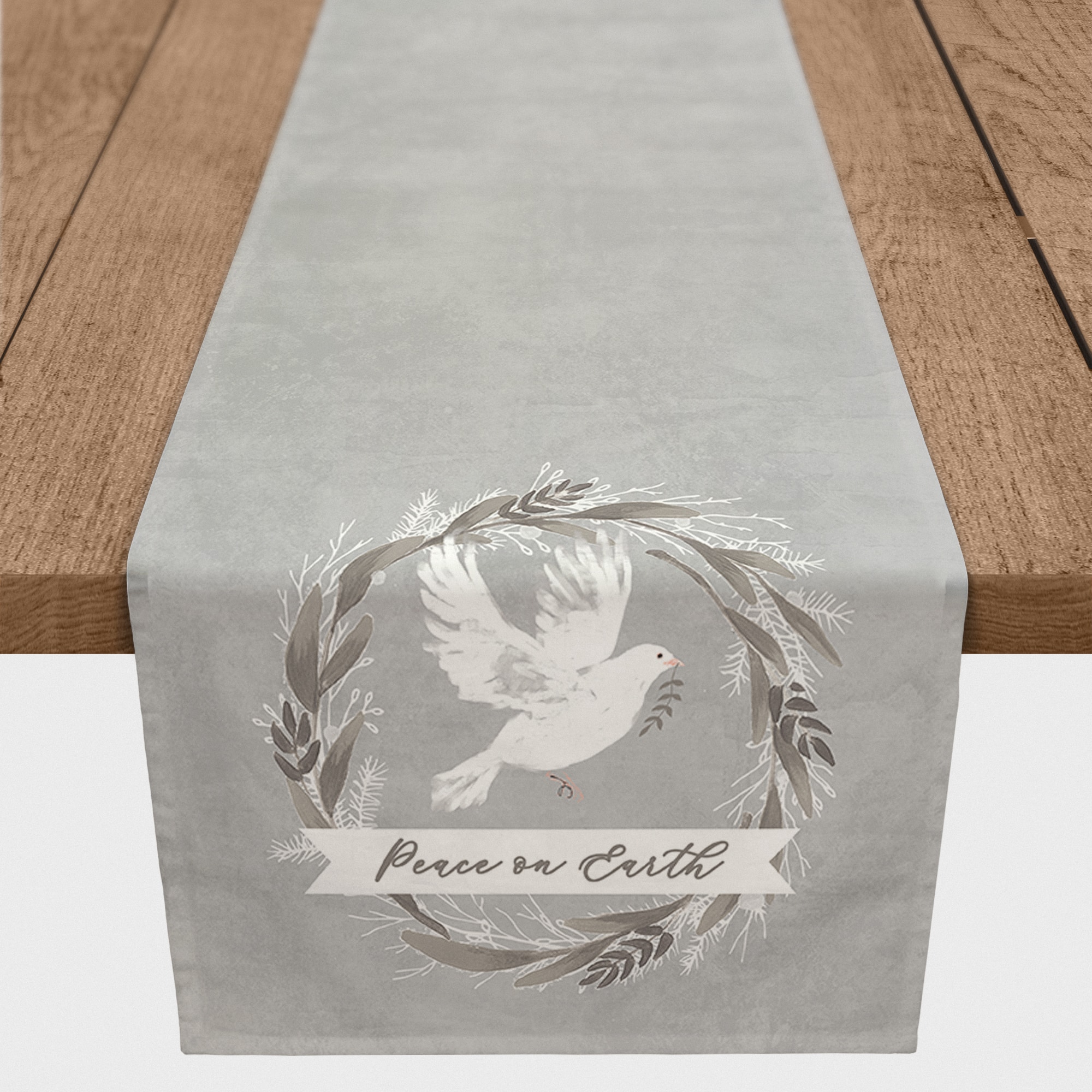 Peace on Earth Dove 16x90 Poly Twill Table Runner
