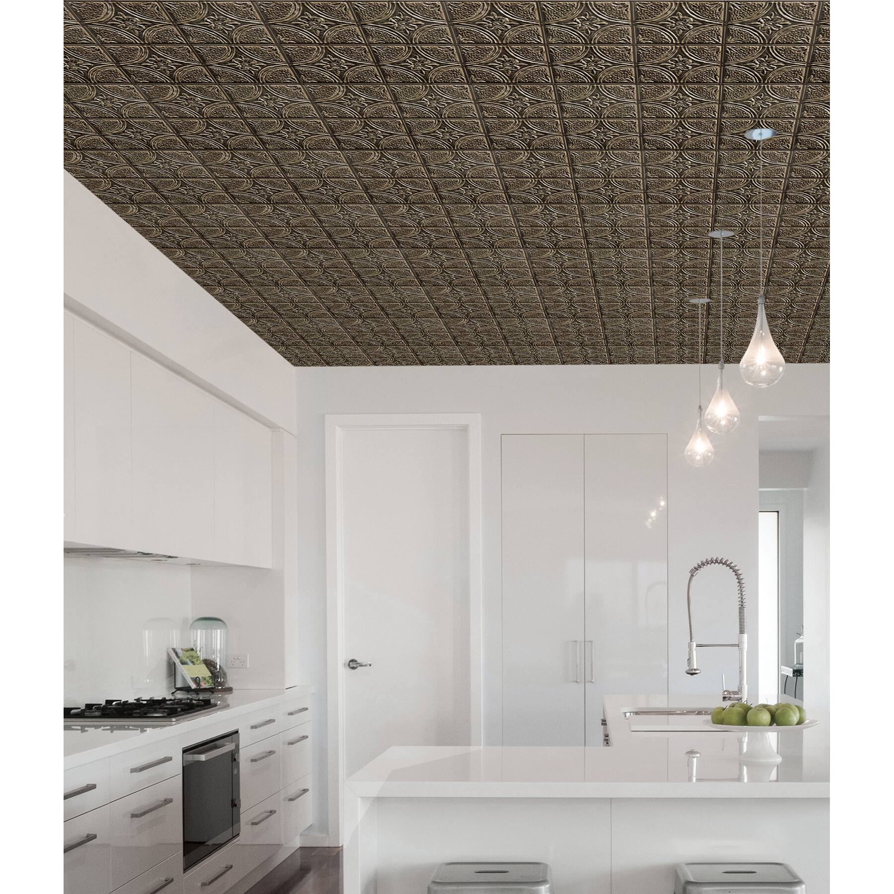 InHome Camden Antique Bronze Tin Peel & Stick Backsplash Tiles