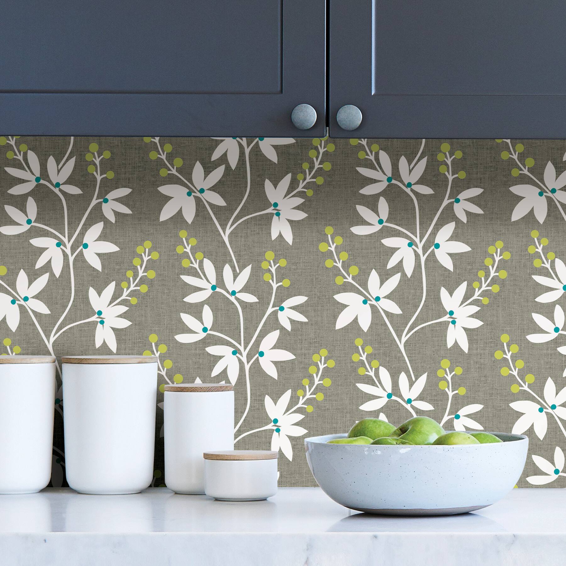 NuWallpaper Taupe & Lime Fairfield Peel & Stick Wallpaper