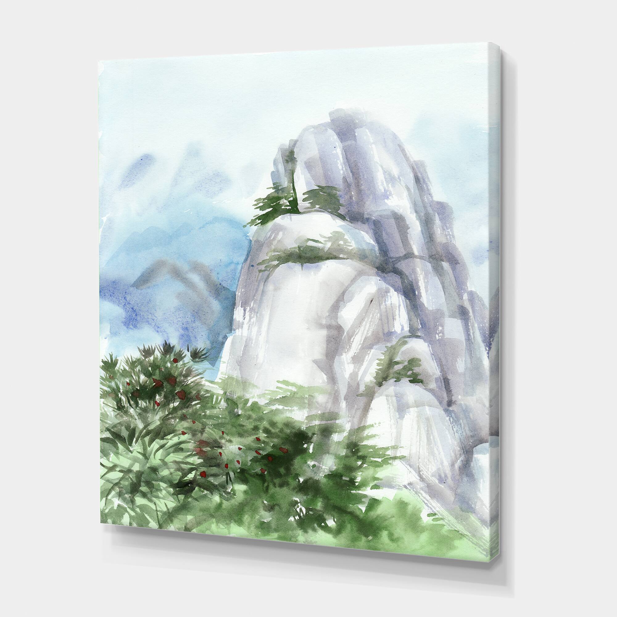 Designart - Mountain Top In The Clouds - Traditional Canvas Wall Art Print