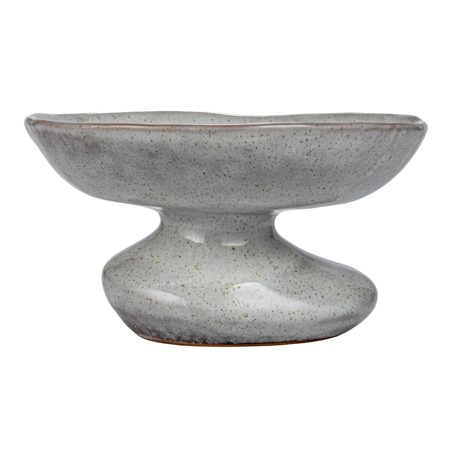 Hello Honey® 5" White Speckled Stoneware Organic Shaped Footed Dish