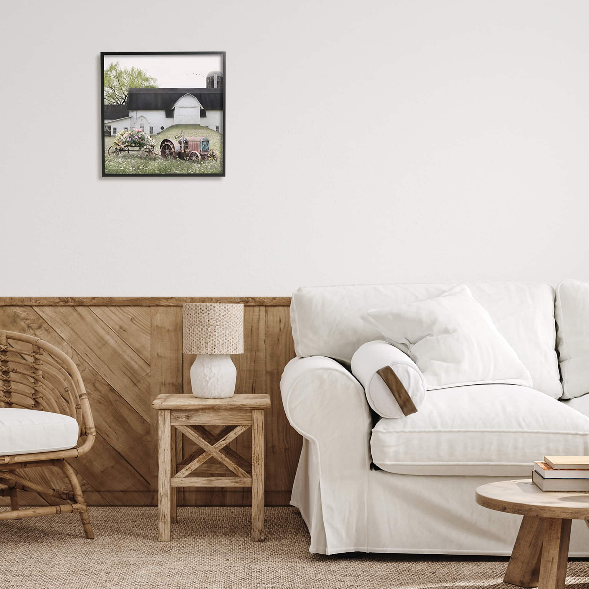 Stupell Industries Floral Tractor and Flower Field Barn Framed Giclee Art