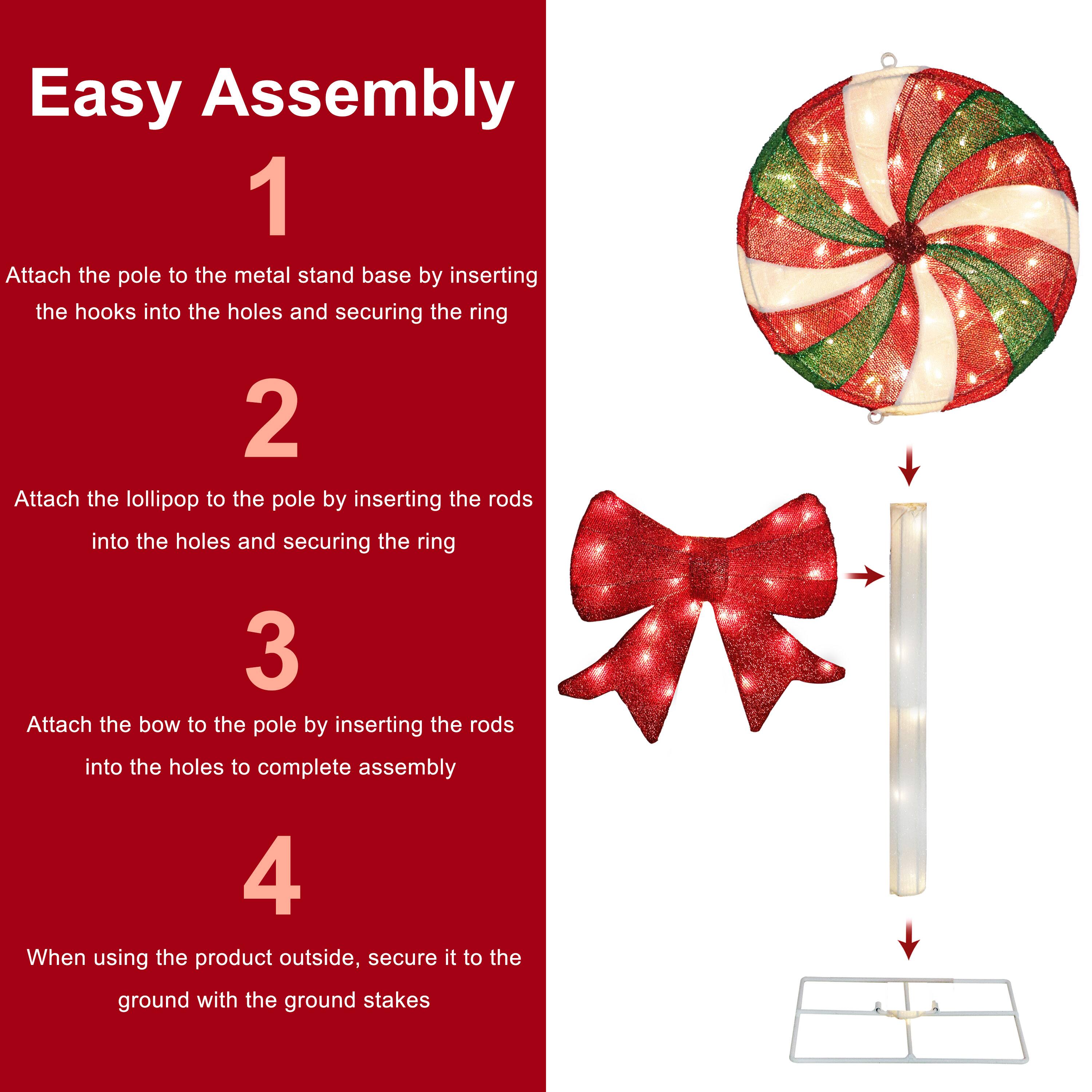 Puleo International 3ft. Pre-Lit Lollipop Christmas Holiday Décor with Warm White LED Lights