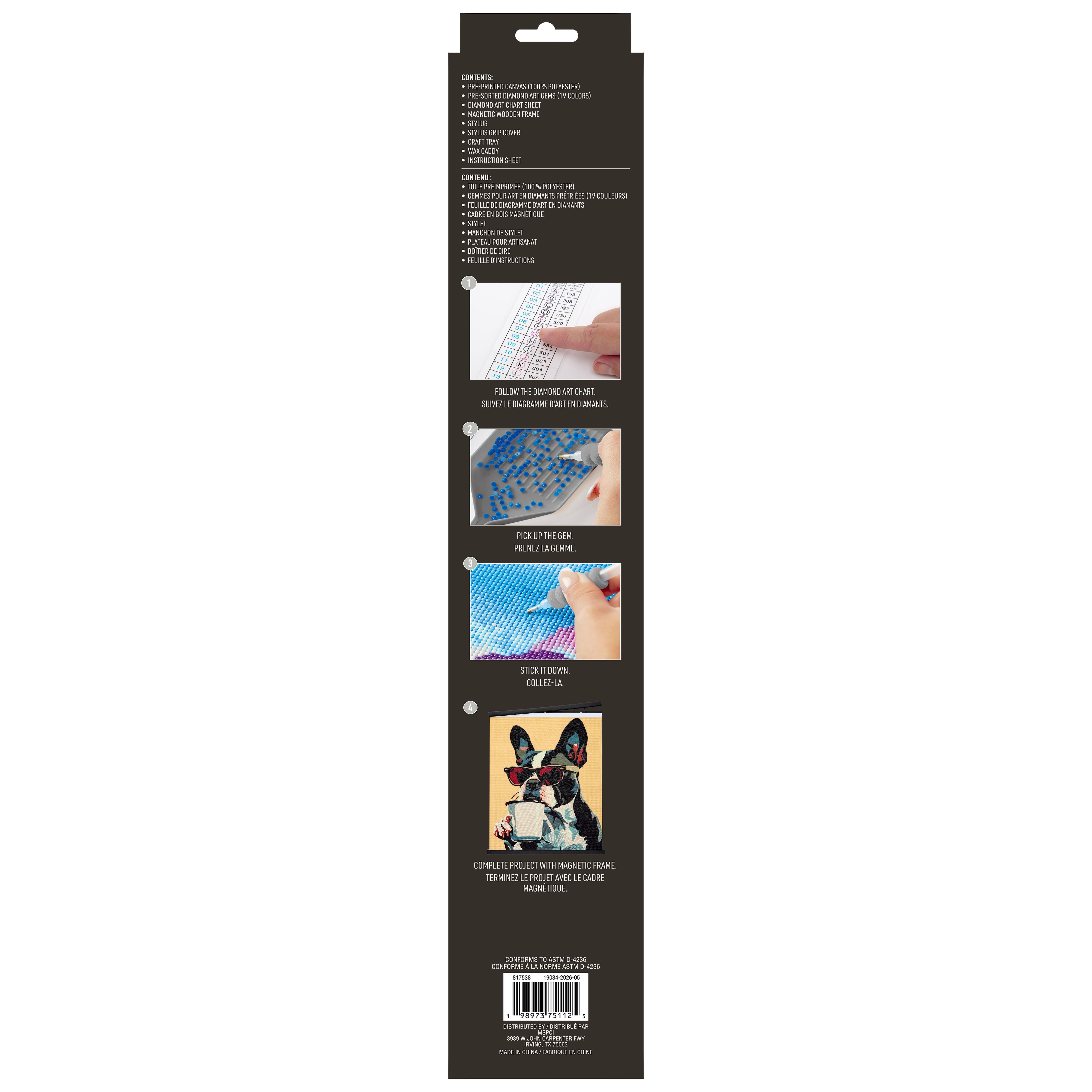 16" x 20" Cool Dog Diamond Art Kit with Wood Frame by Make Market®
