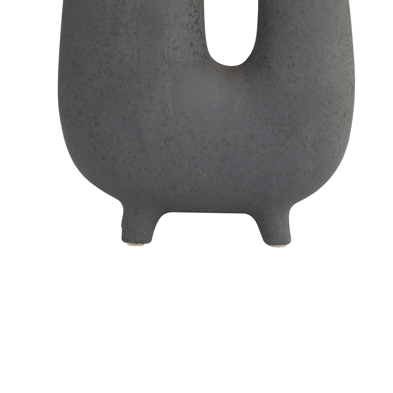 8" Dark Gray Ceramic U-Shaped Abstract Vase with Small Feet