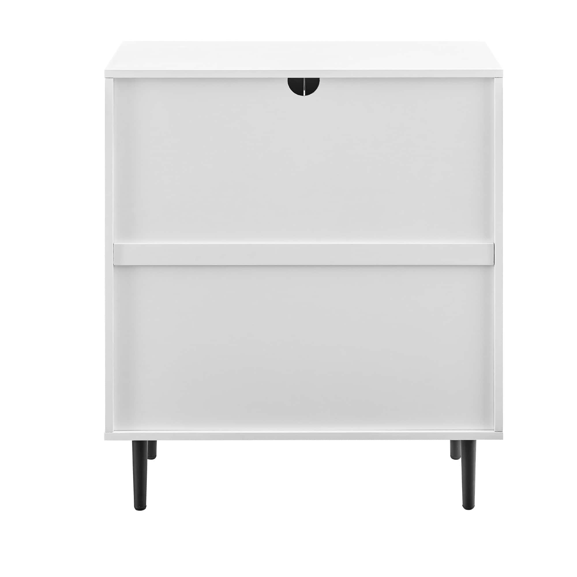 Walker Edison Ash Brown Bookmatch/White Accent Cabinet