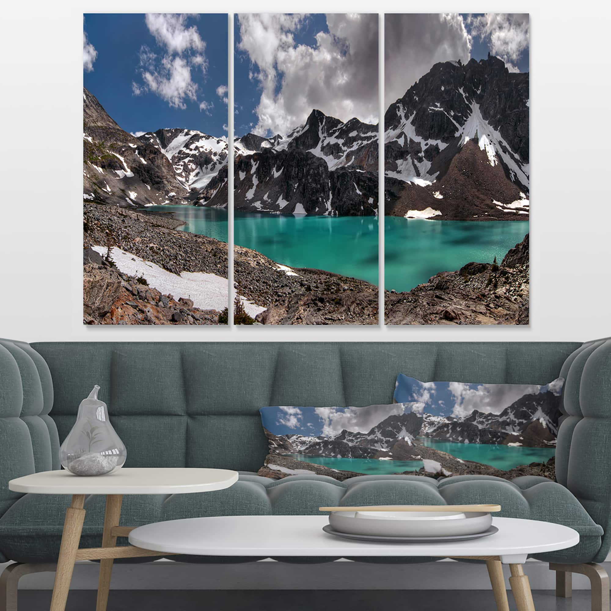 Designart - Distant Mountains and Mountain Lake