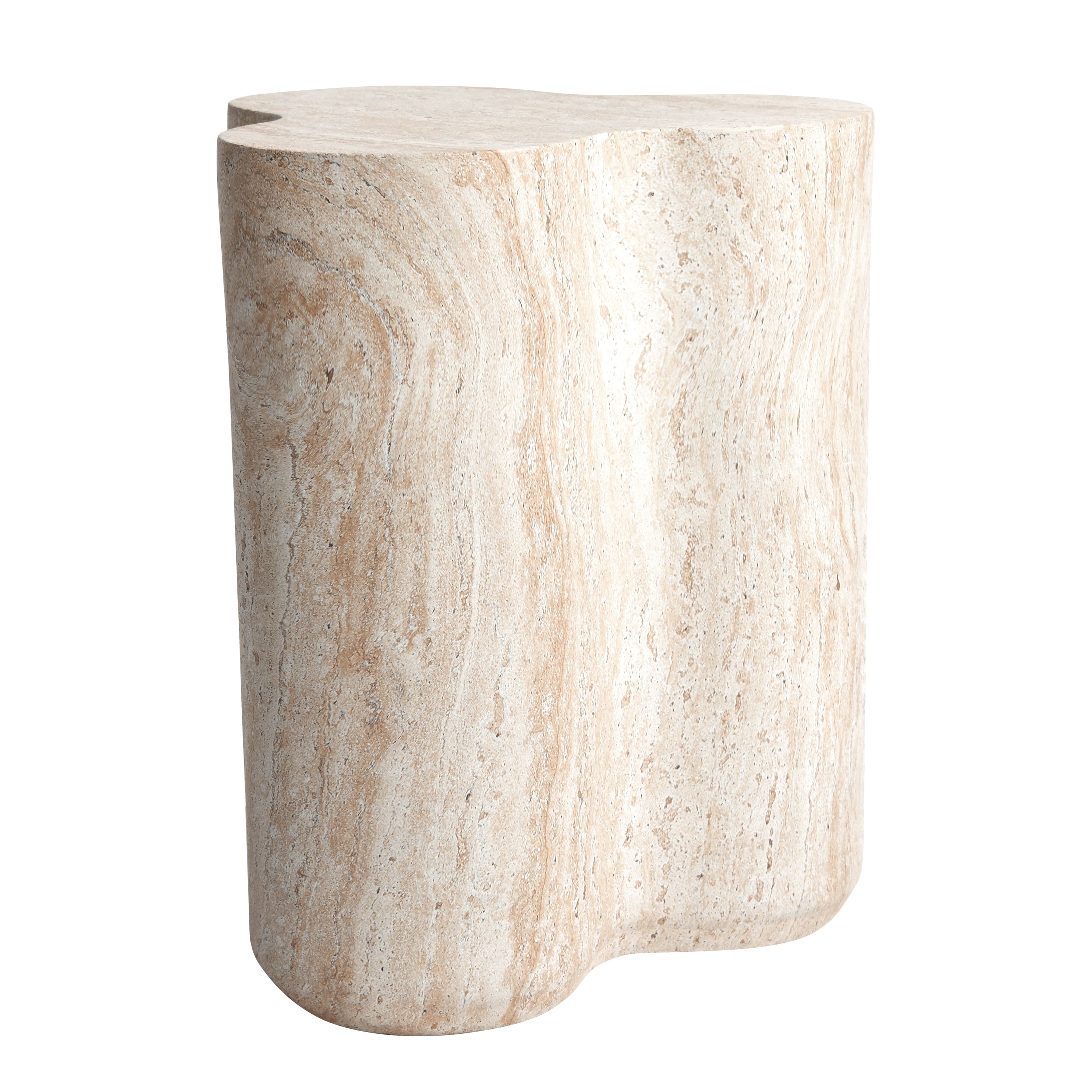 Empire Art Direct 18" Clover Travertine Stone Finish MGO Side Accent Table