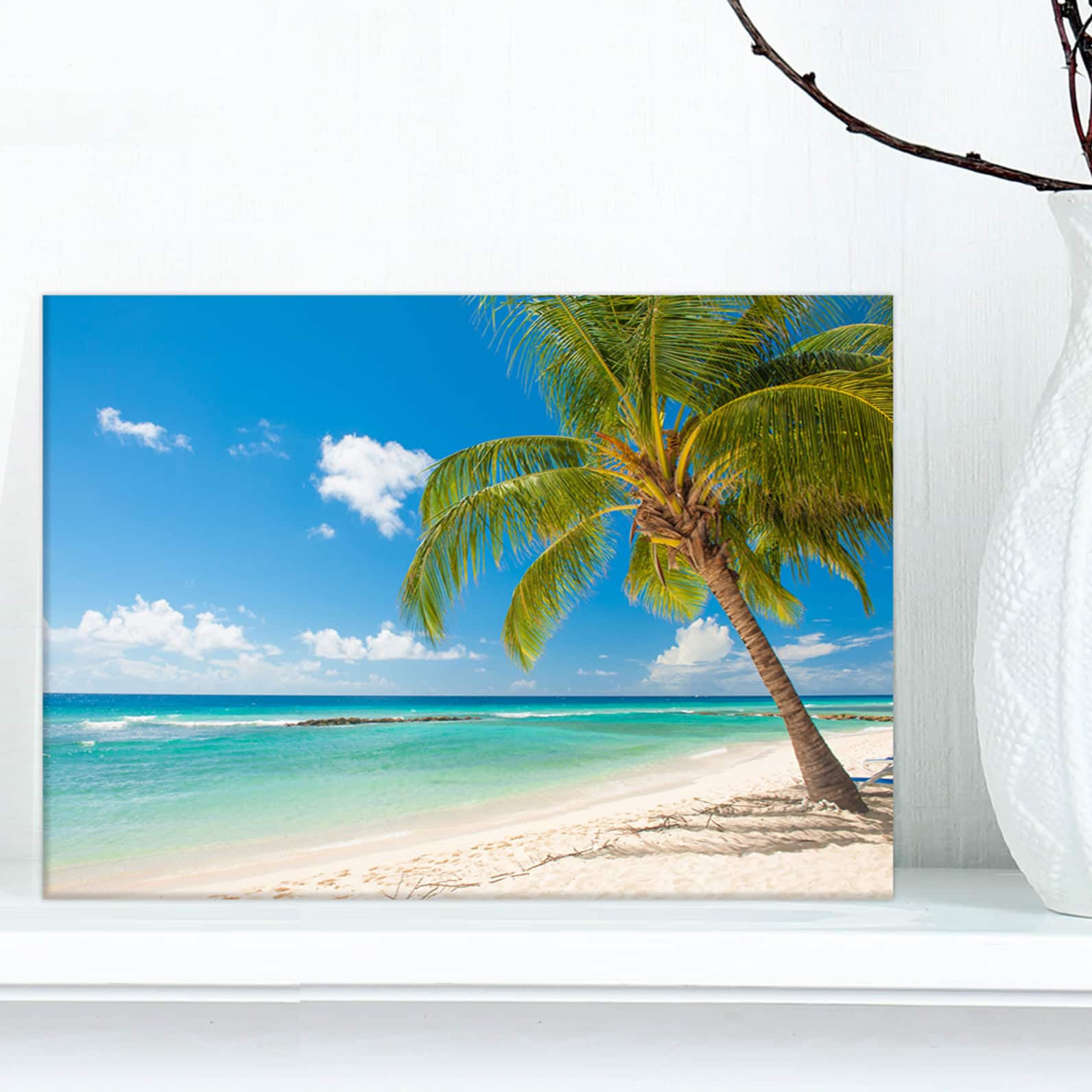 Designart - Palm tree over white sand