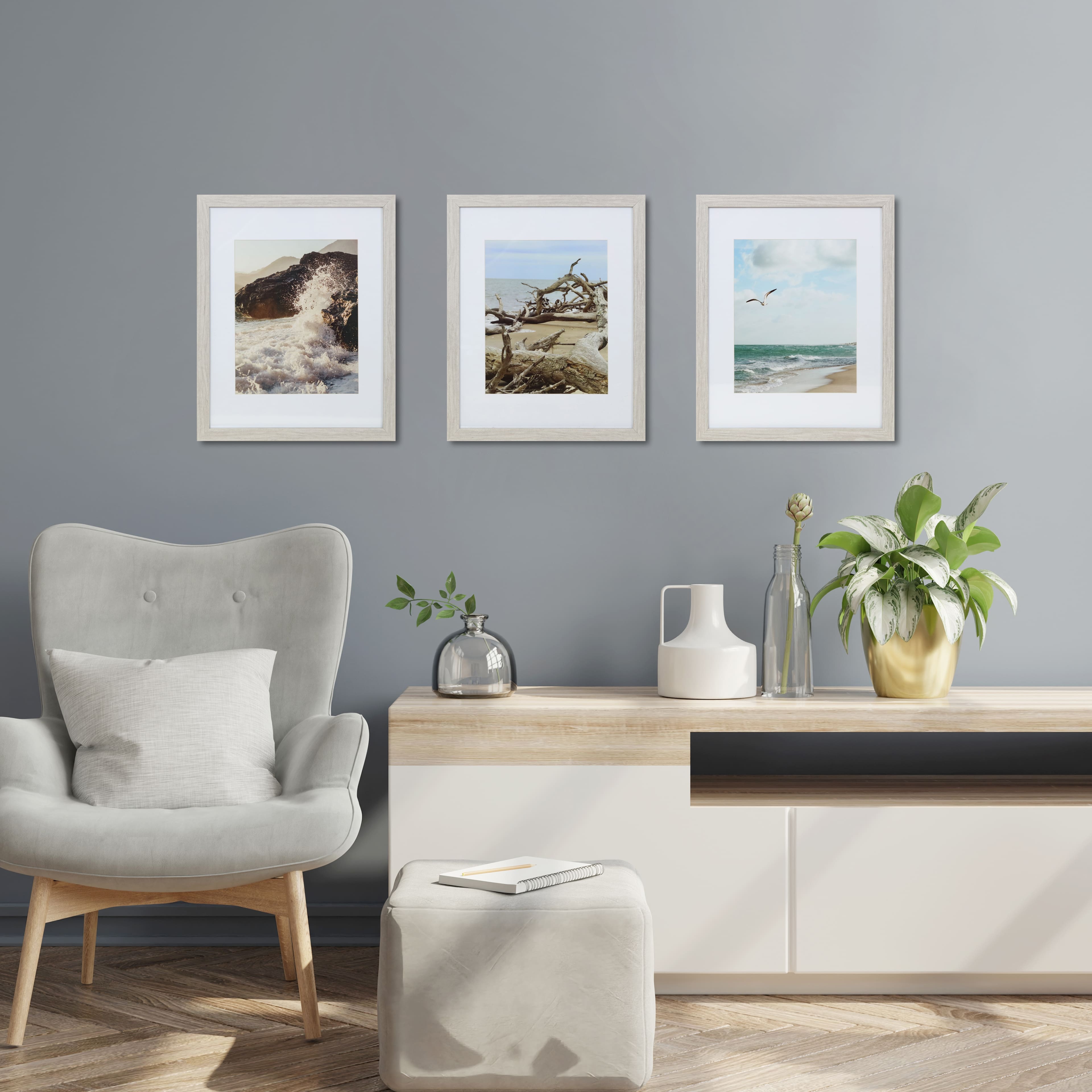 3 Pack Gallery™ Gray Frame with Mat by Studio Décor