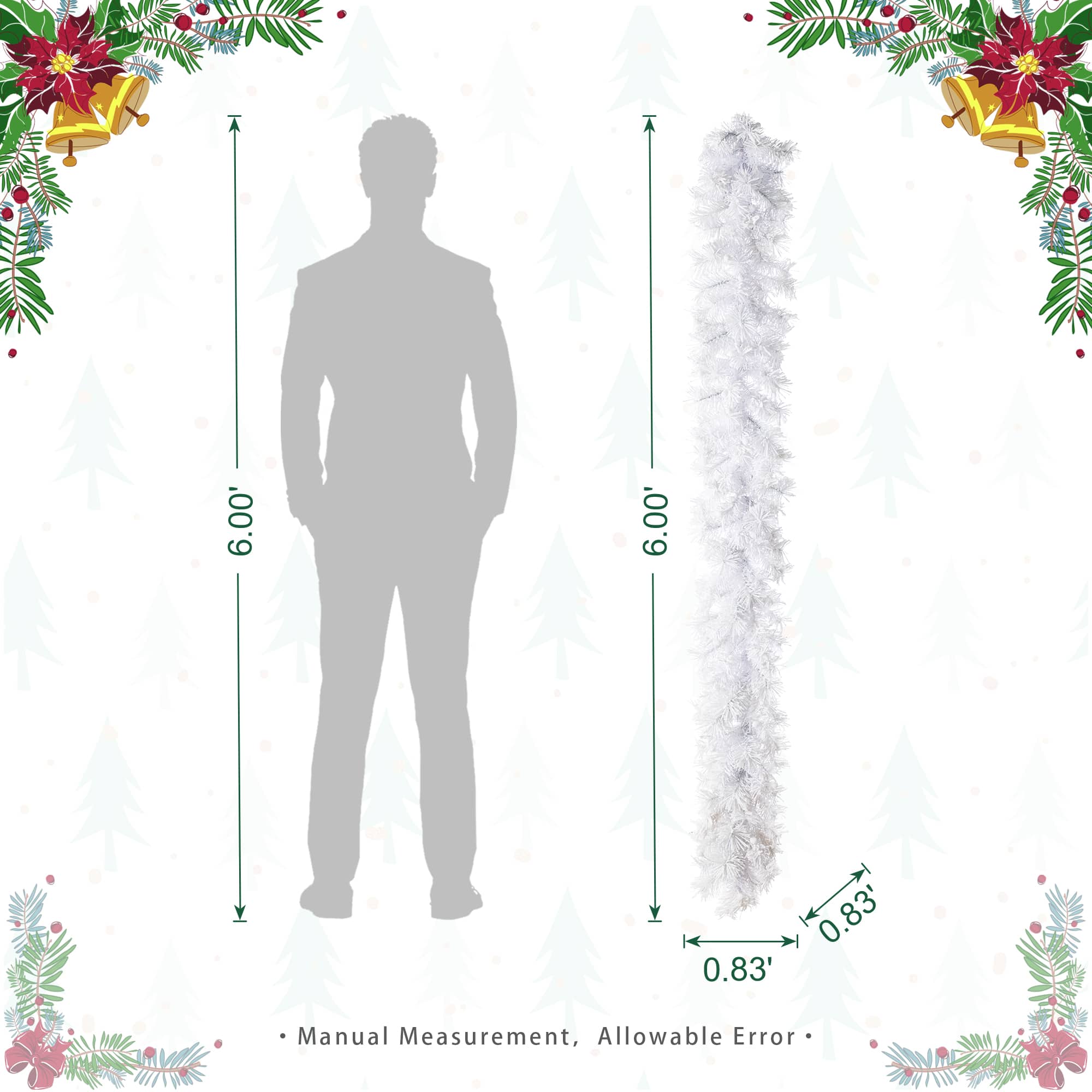 Glitzhome® 6ft Pre-Lit Snow Flocked White Pine Christmas Garland with Timer, 2ct.