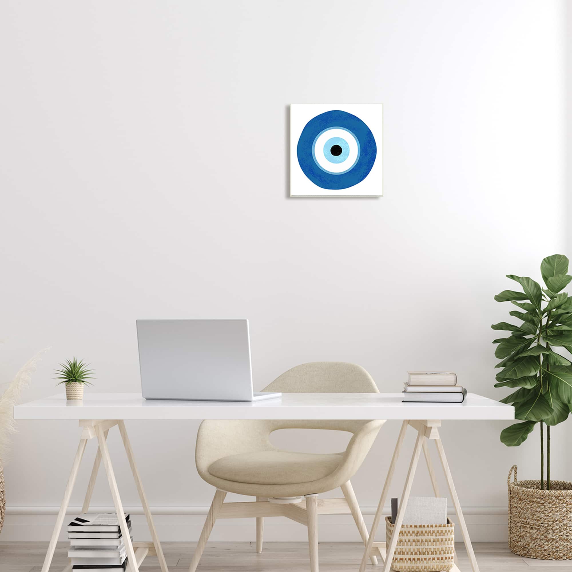 Stupell Industries Eye Centric Bold Blue Abstract Circular Dominant Shapes,12" x 12"