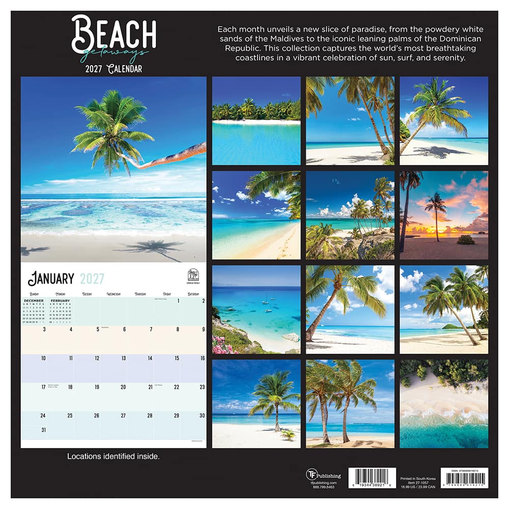2027 Beaches Wall Calendar