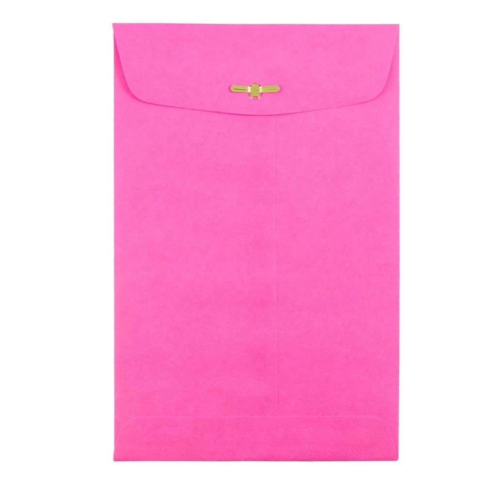JAM Paper 6" x 9" Ultra Fuchsia Hot Pink Open End Catalog Envelopes with Clasp Closure