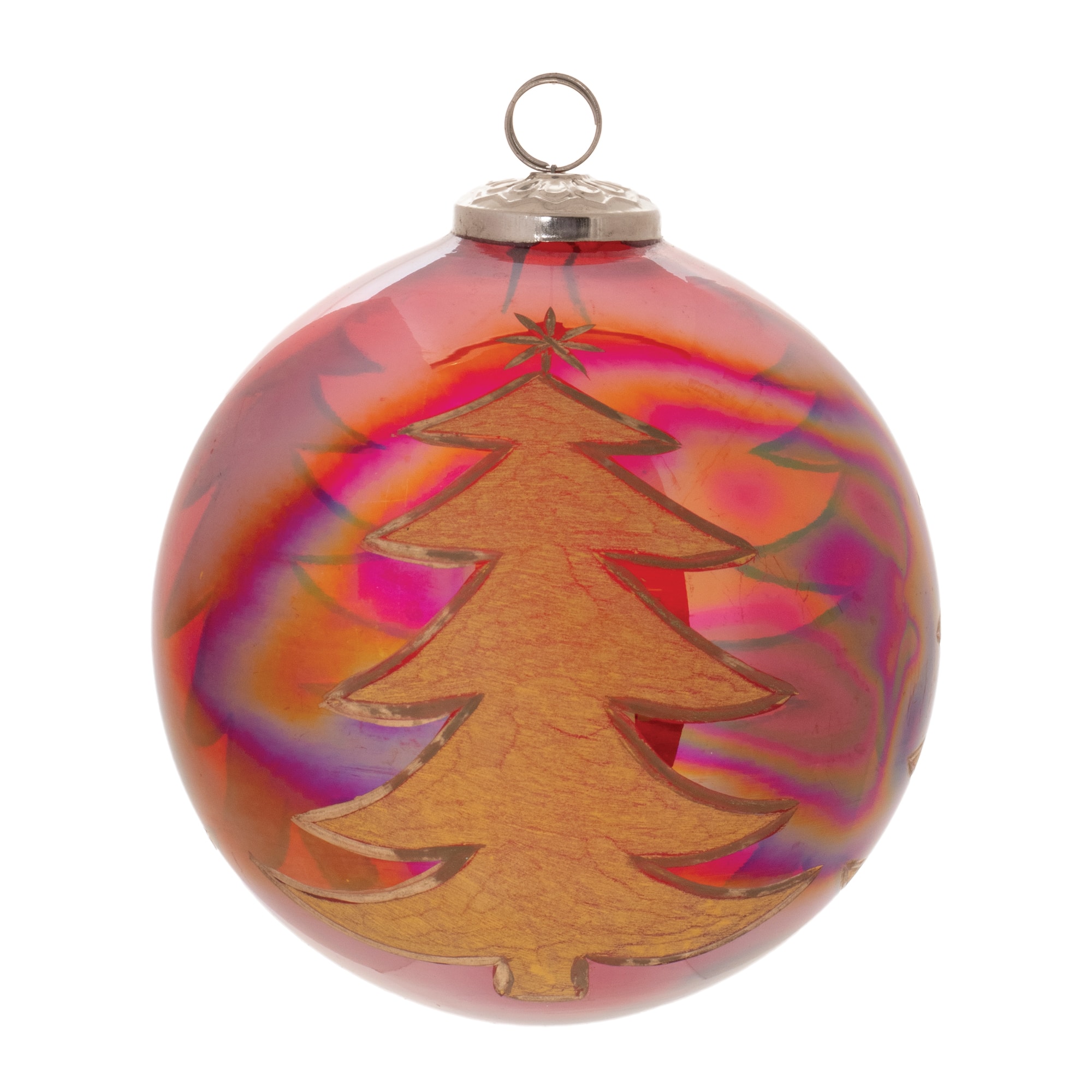 6.25" Tree Etched Ball Ornaments, 4ct.