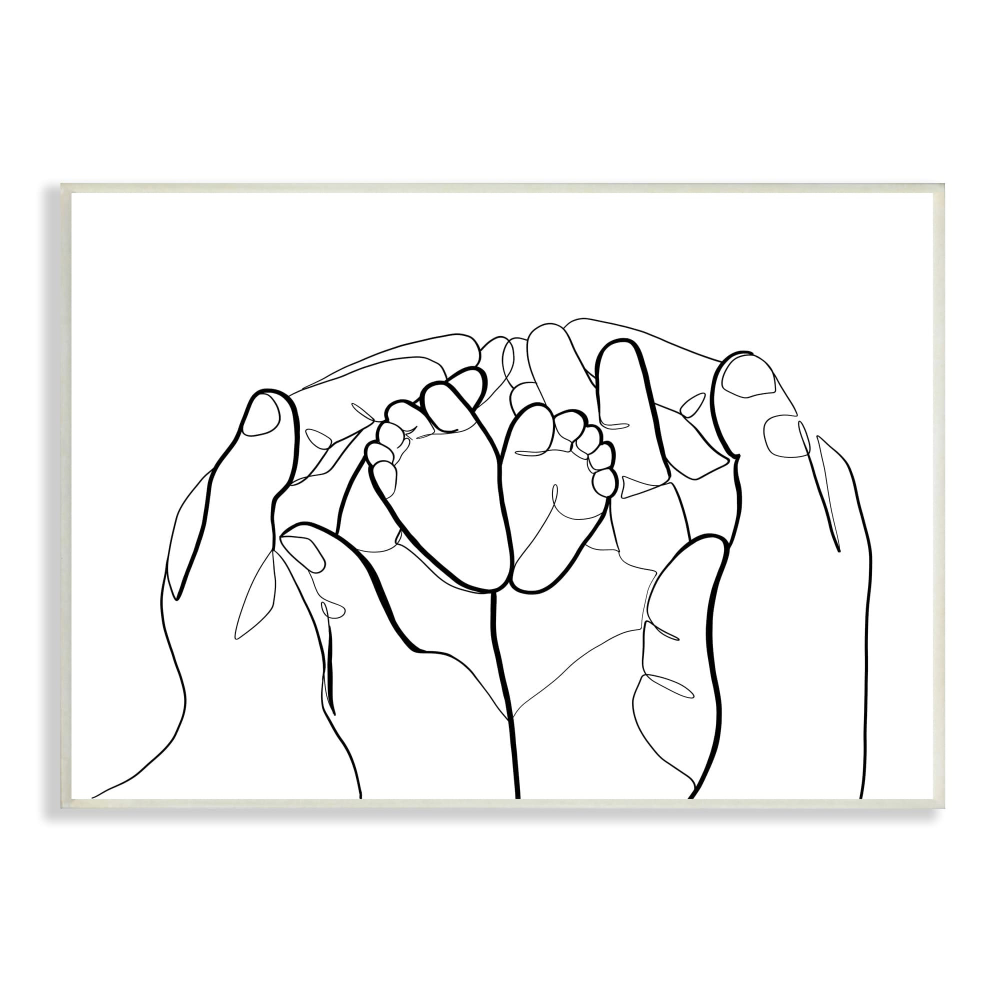 Stupell Industries Family Hands Holding Baby Feet Minimal Modern Linework Wall Plaque