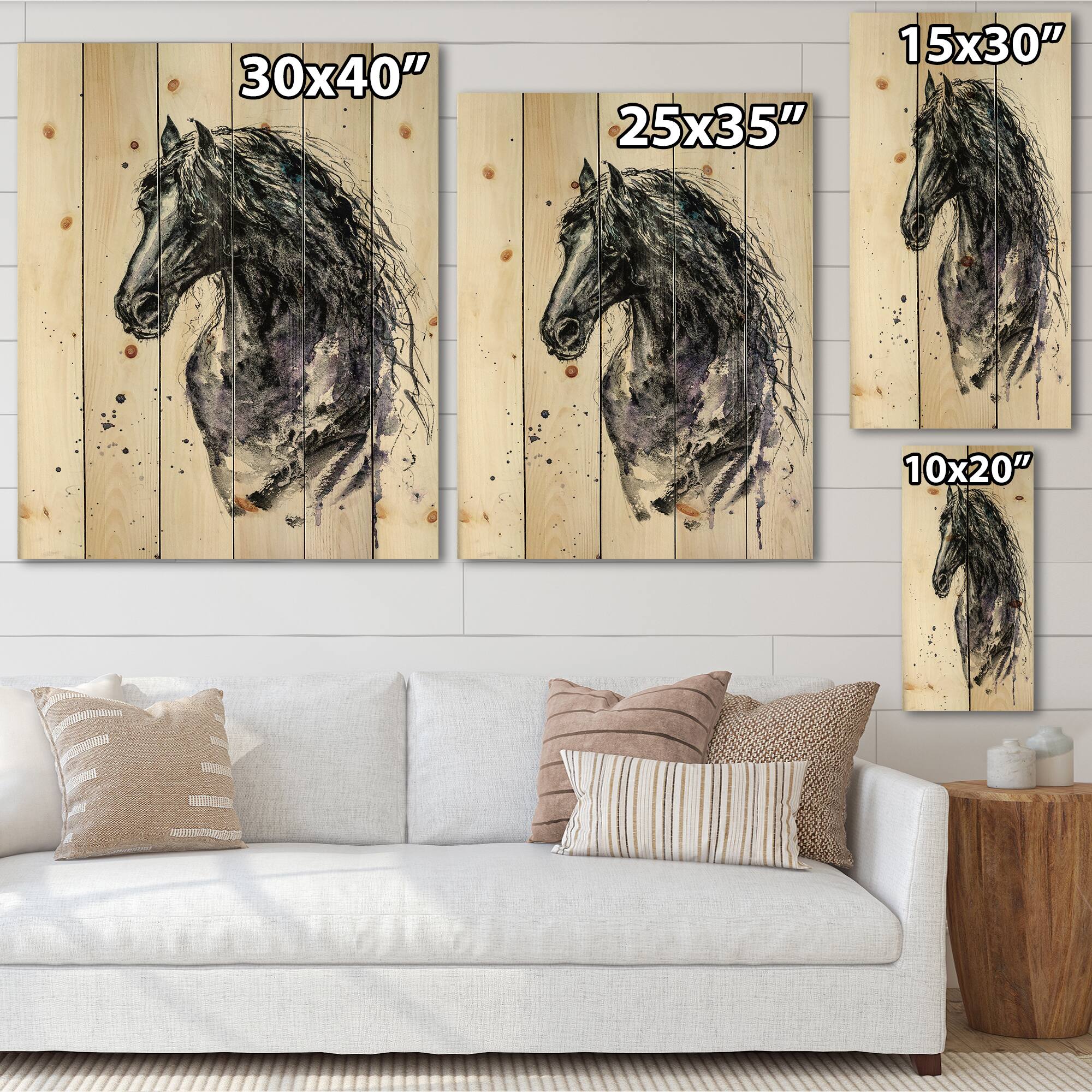 Designart - Portrait of Friesian Horse With Long Manes