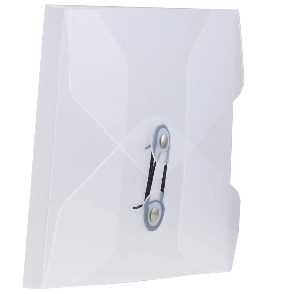 JAM Paper Clear 5.25" x 6.75" Button & String Plastic Portfolio