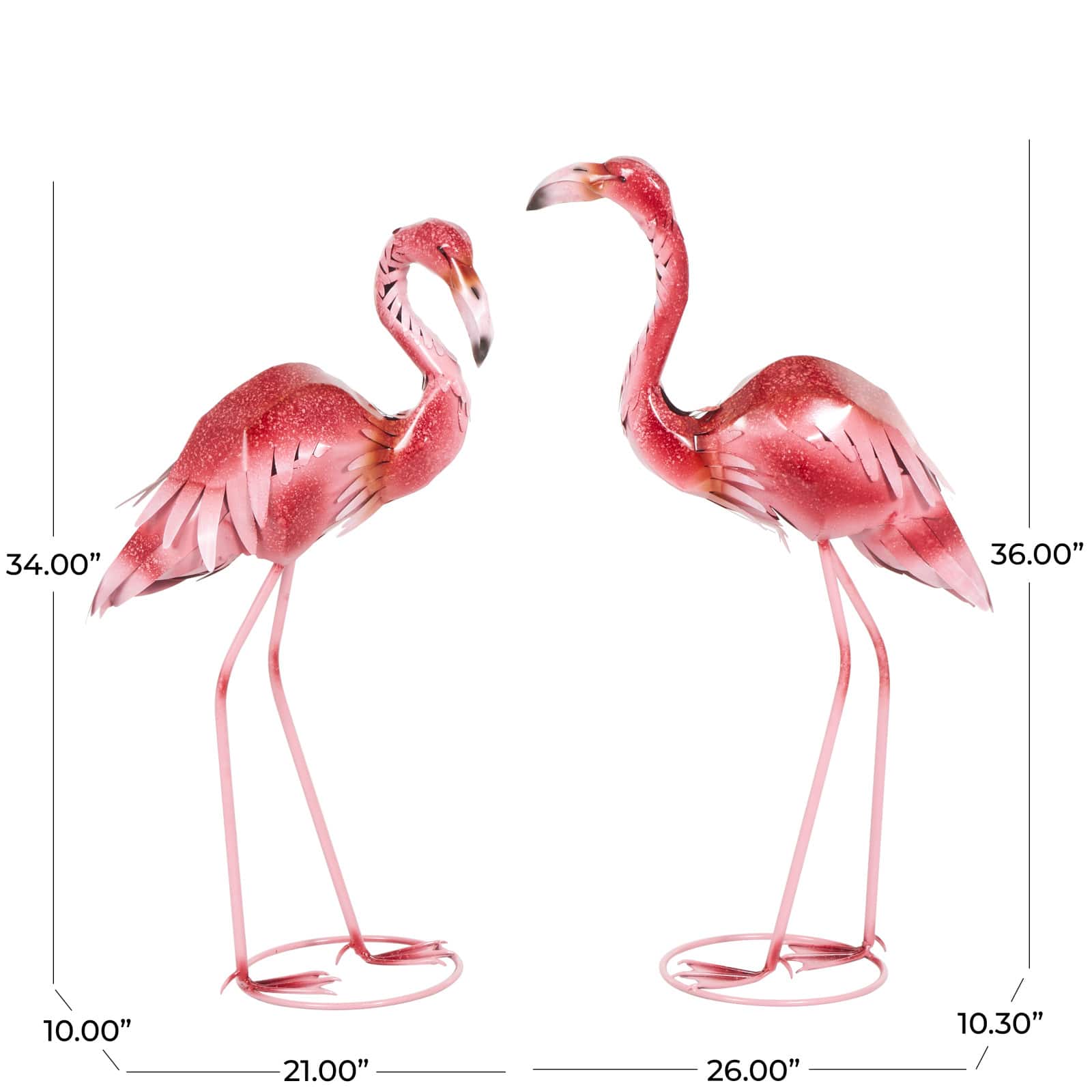Tall Pink Ombre Textured Metal Flamingo Garden Sculpture Set