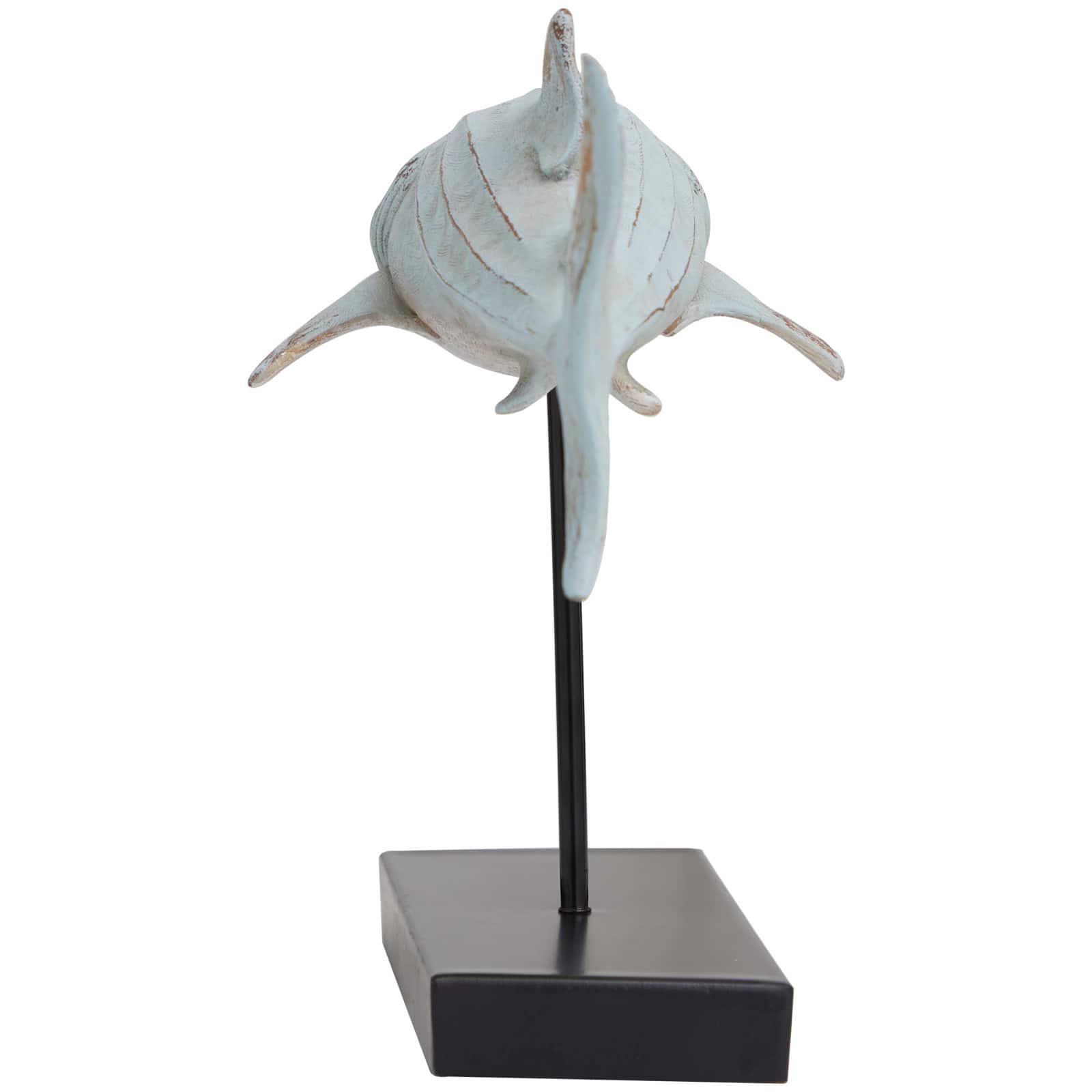17" Light Blue Carved Shark Sculpture with Base