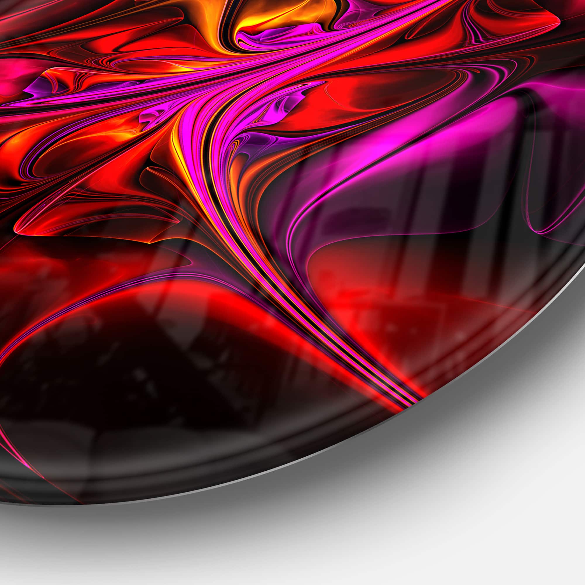 Designart - Multi Colored Magenta Stained Glass' Floral Metal Circle Wall Art