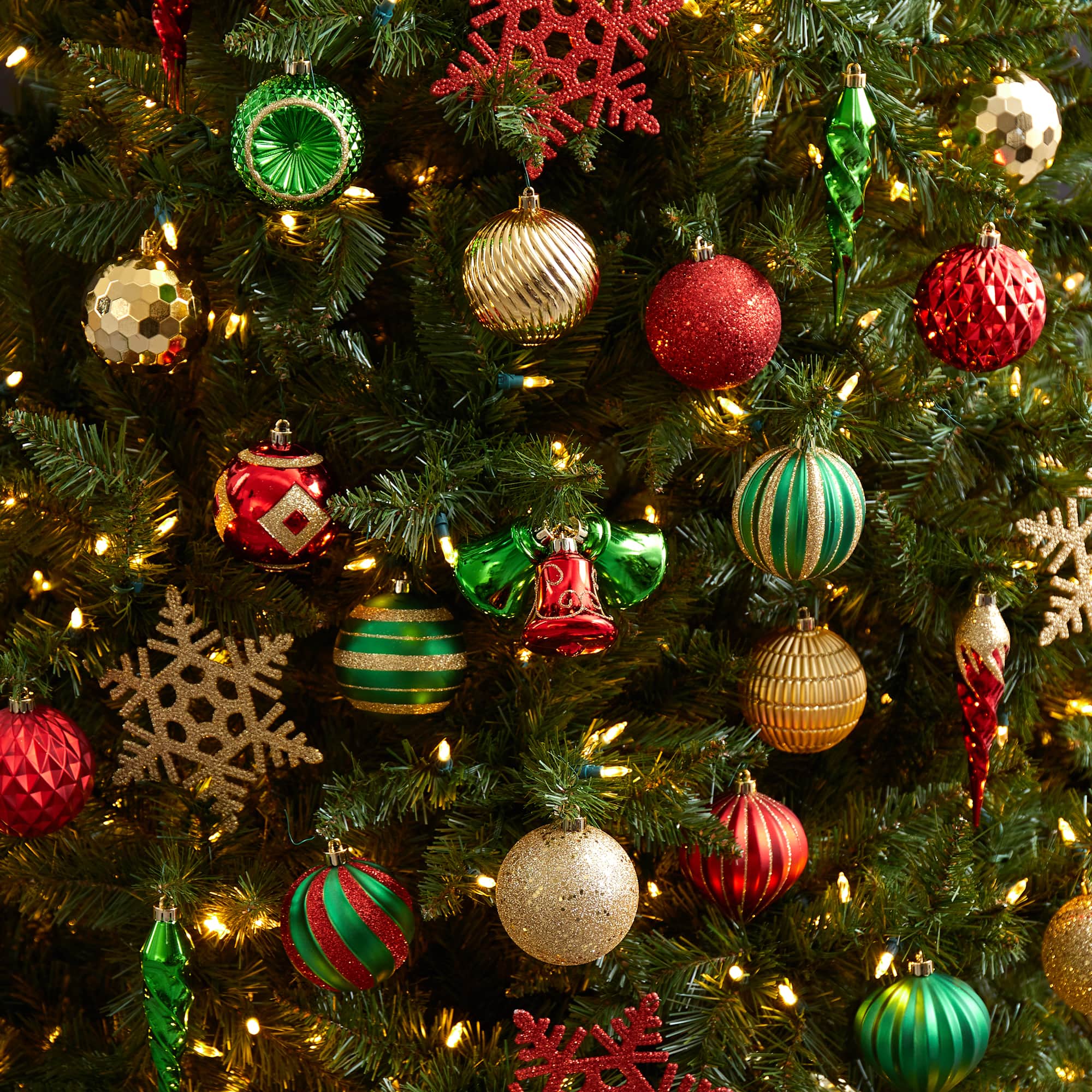 50ct. Holiday Deluxe Shatterproof Christmas Tree Ornament Box Set
