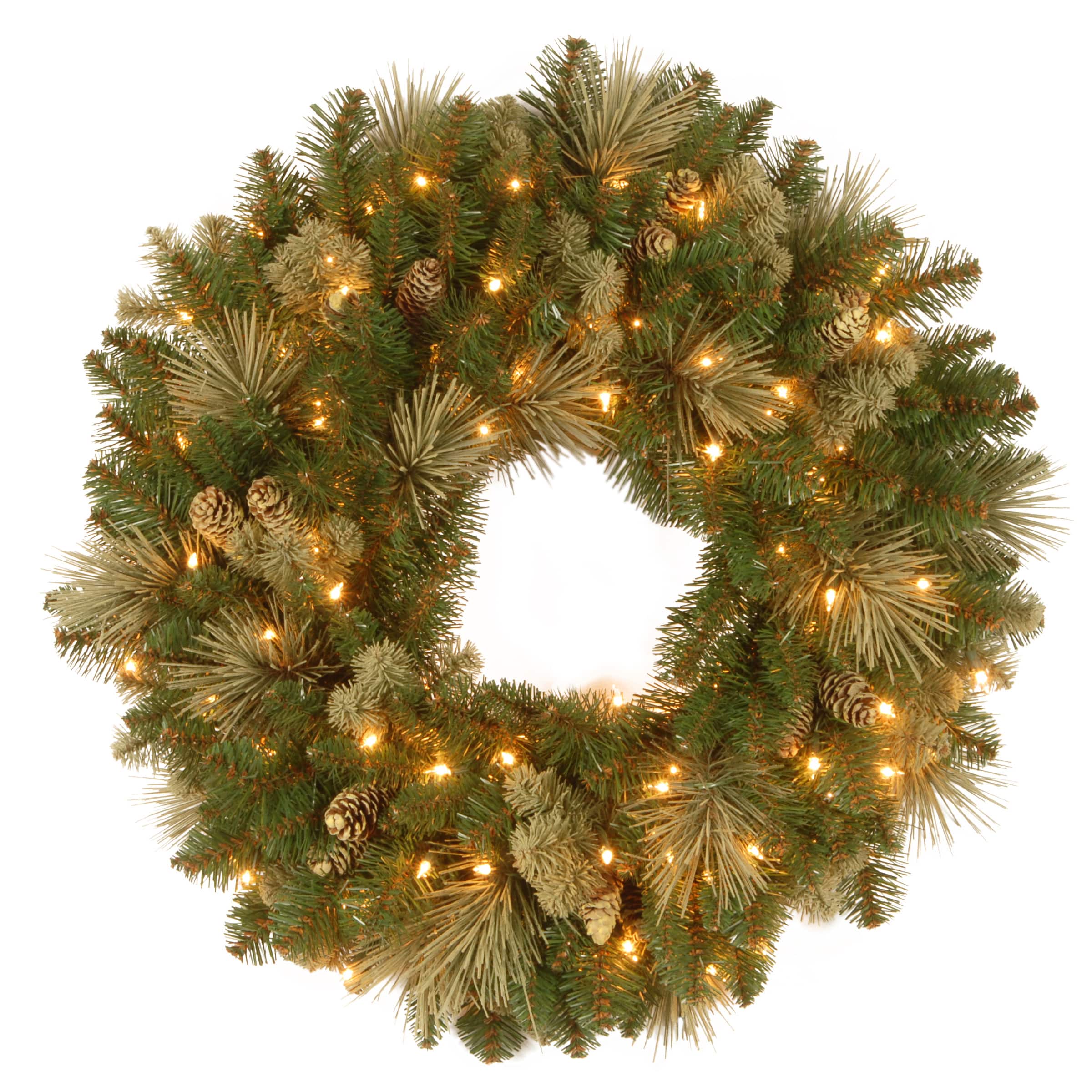 24" Carolina Pine Wreath with Warm White LED Lights By National Tree Company in Green | 24" x 6" x 24" | Michaels®