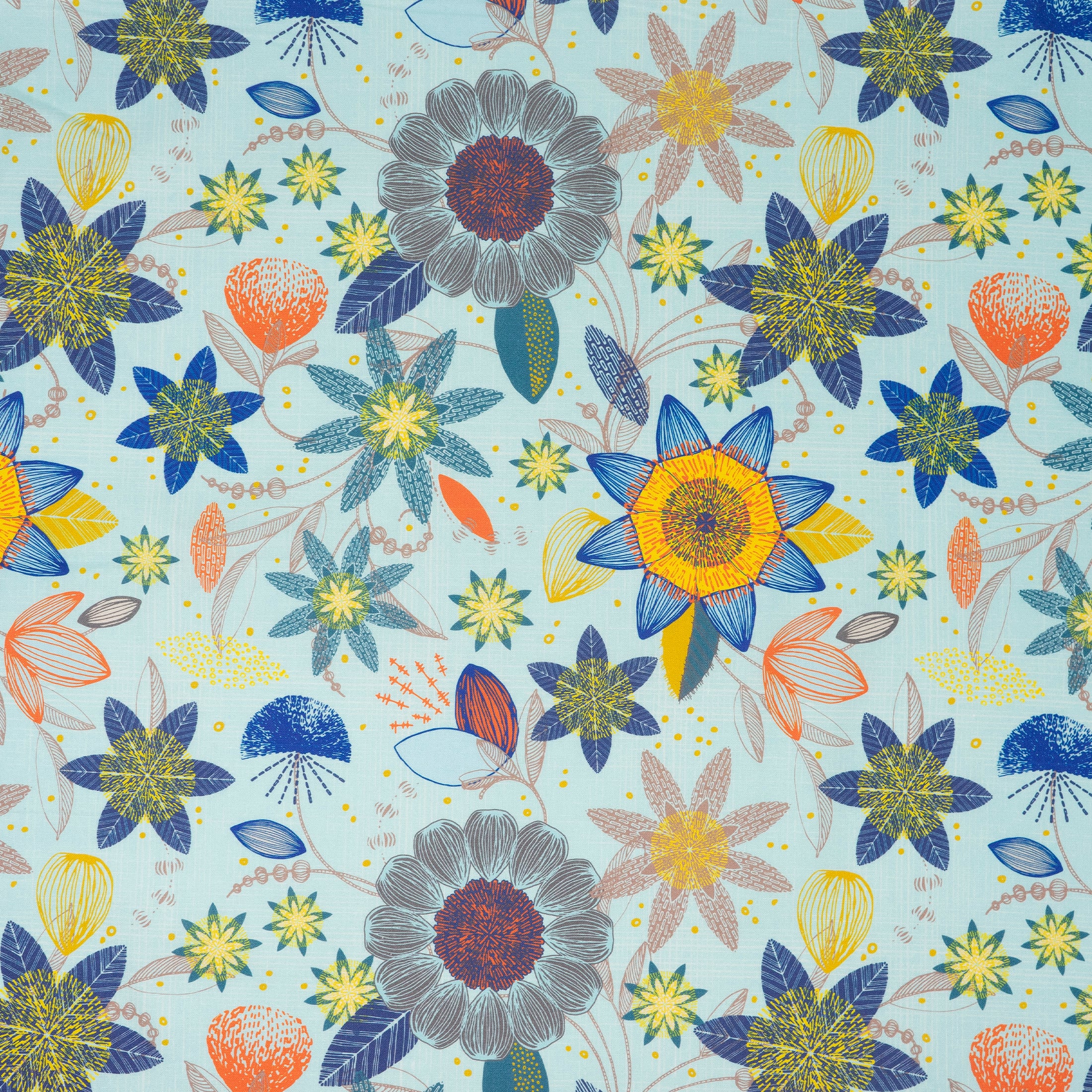Stitch & Sparkle Mid Century 44" Patio Burst Pool Cotton Fabric