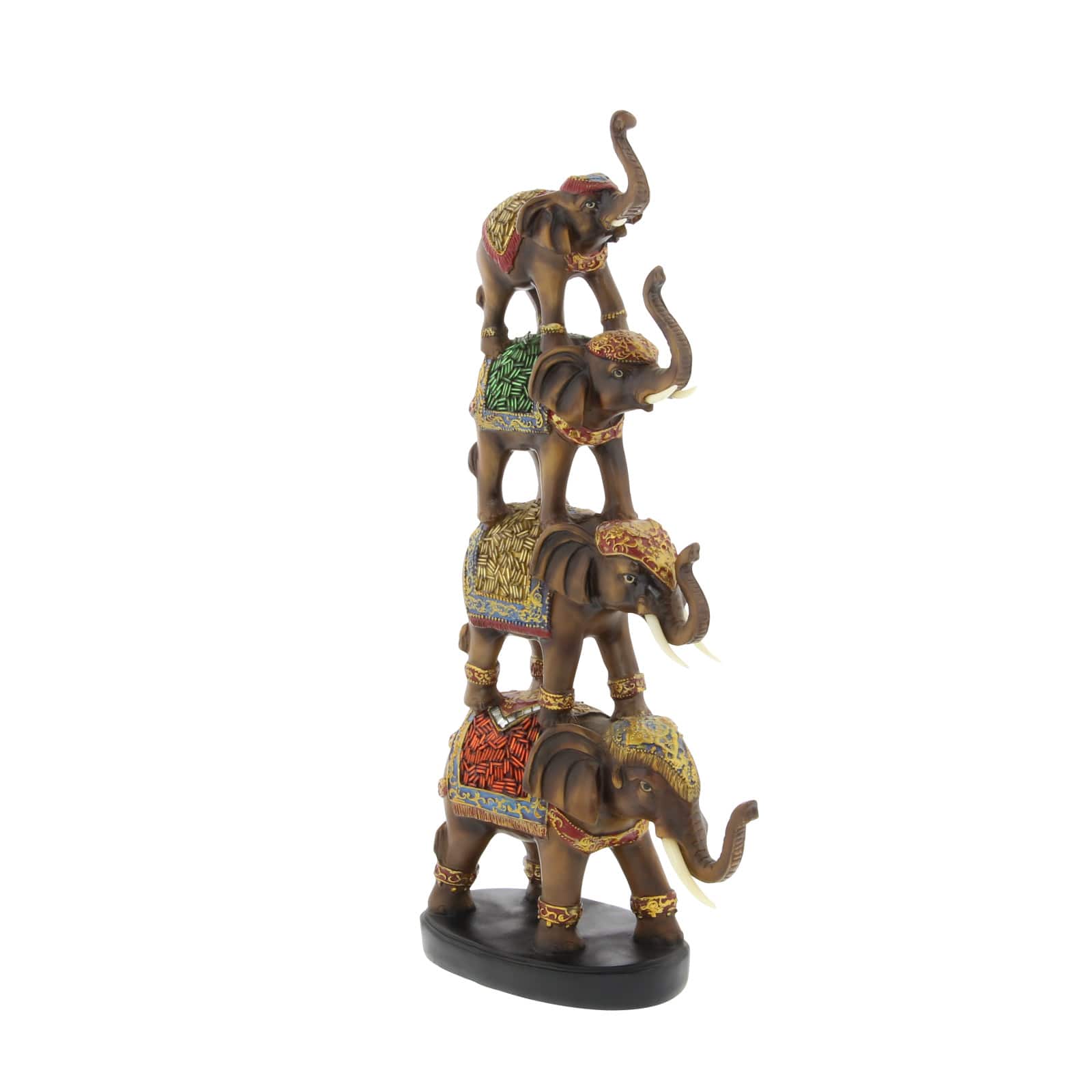18" Brown Polystone Eclectic Elephant Sculpture