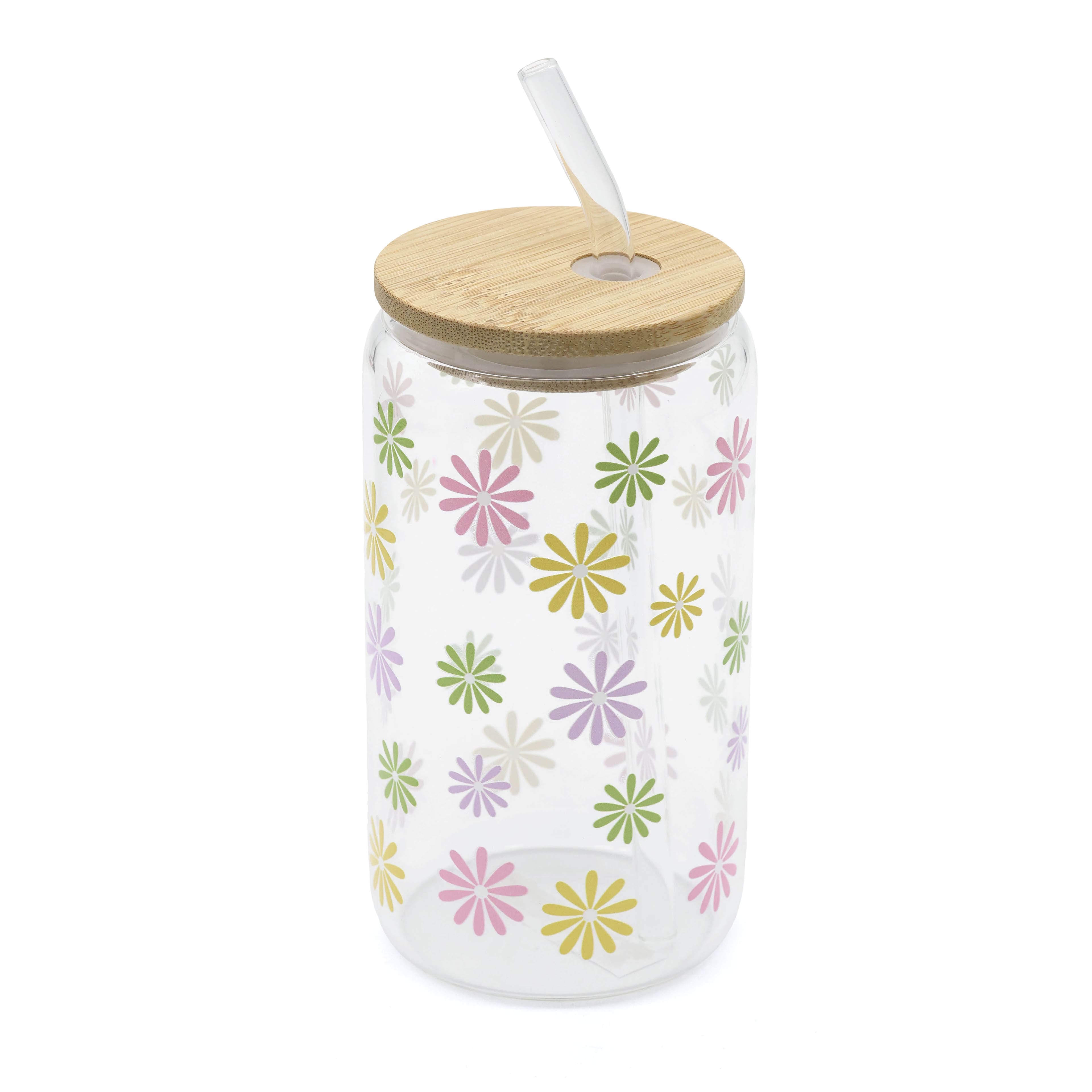 16oz. Summer Glass Cup with Straw by Fab Finds