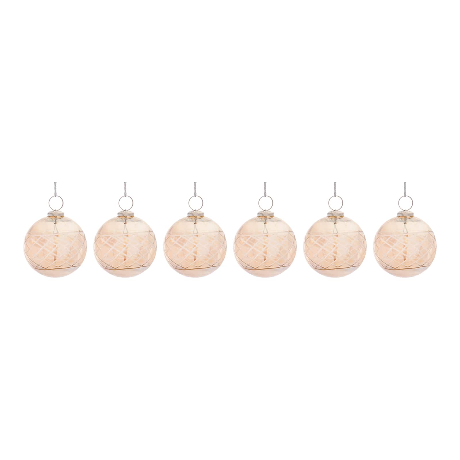 6ct. 3" Brown Etched Glass Ball Ornaments