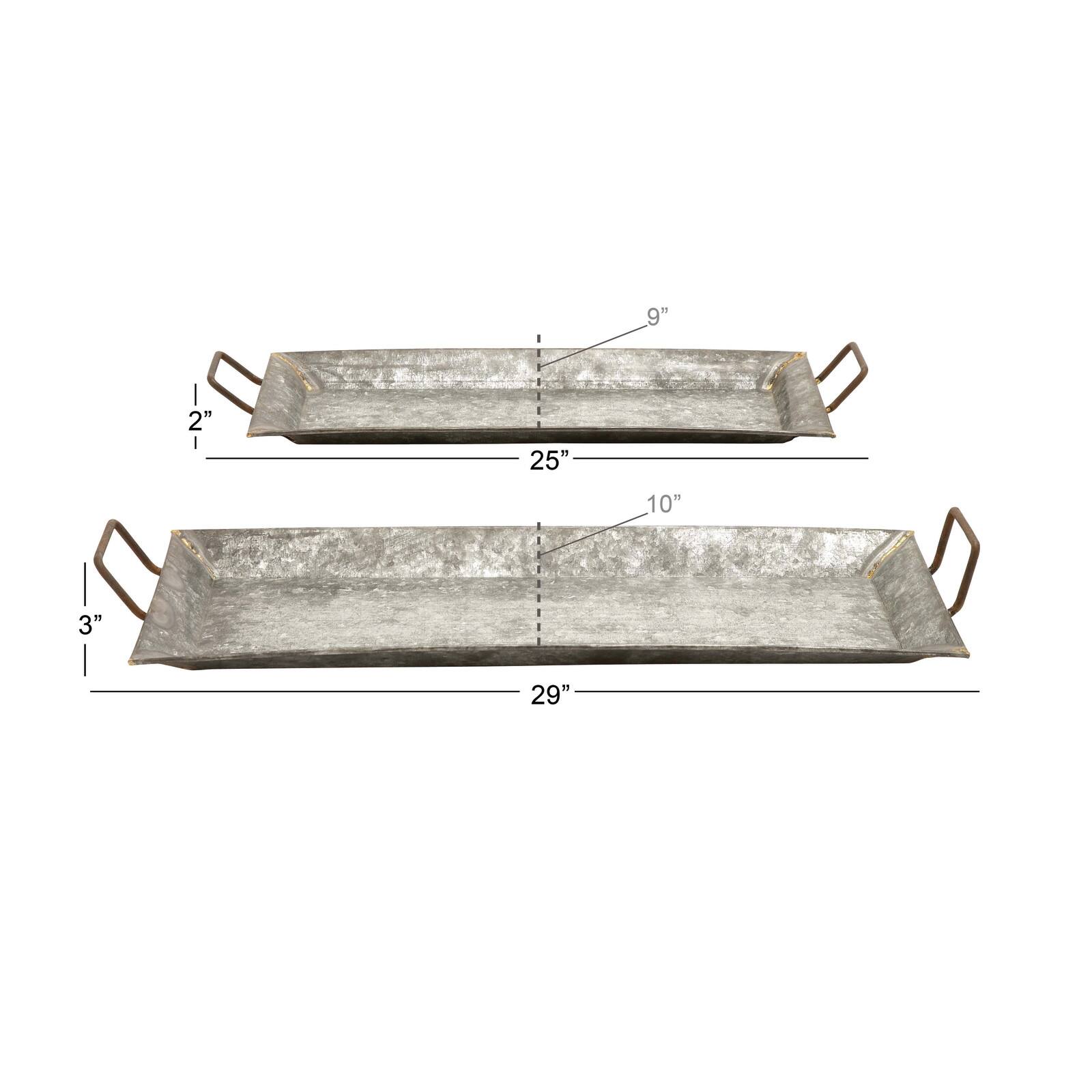 Gray Metal Farmhouse Tray Set
