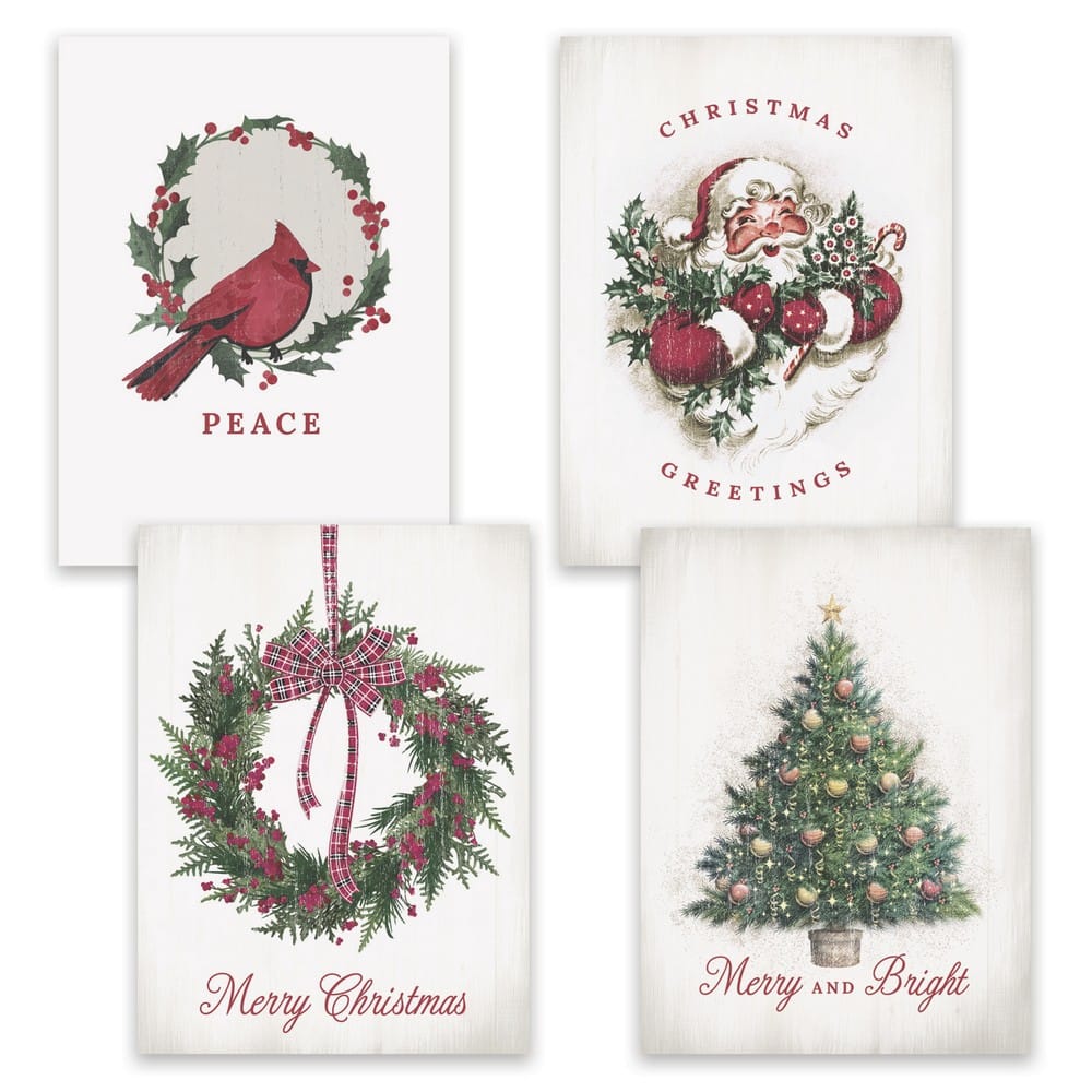 JAM Paper 7.9" x 5.6" Christmas Past Holiday Assortment Card Set, 16ct.