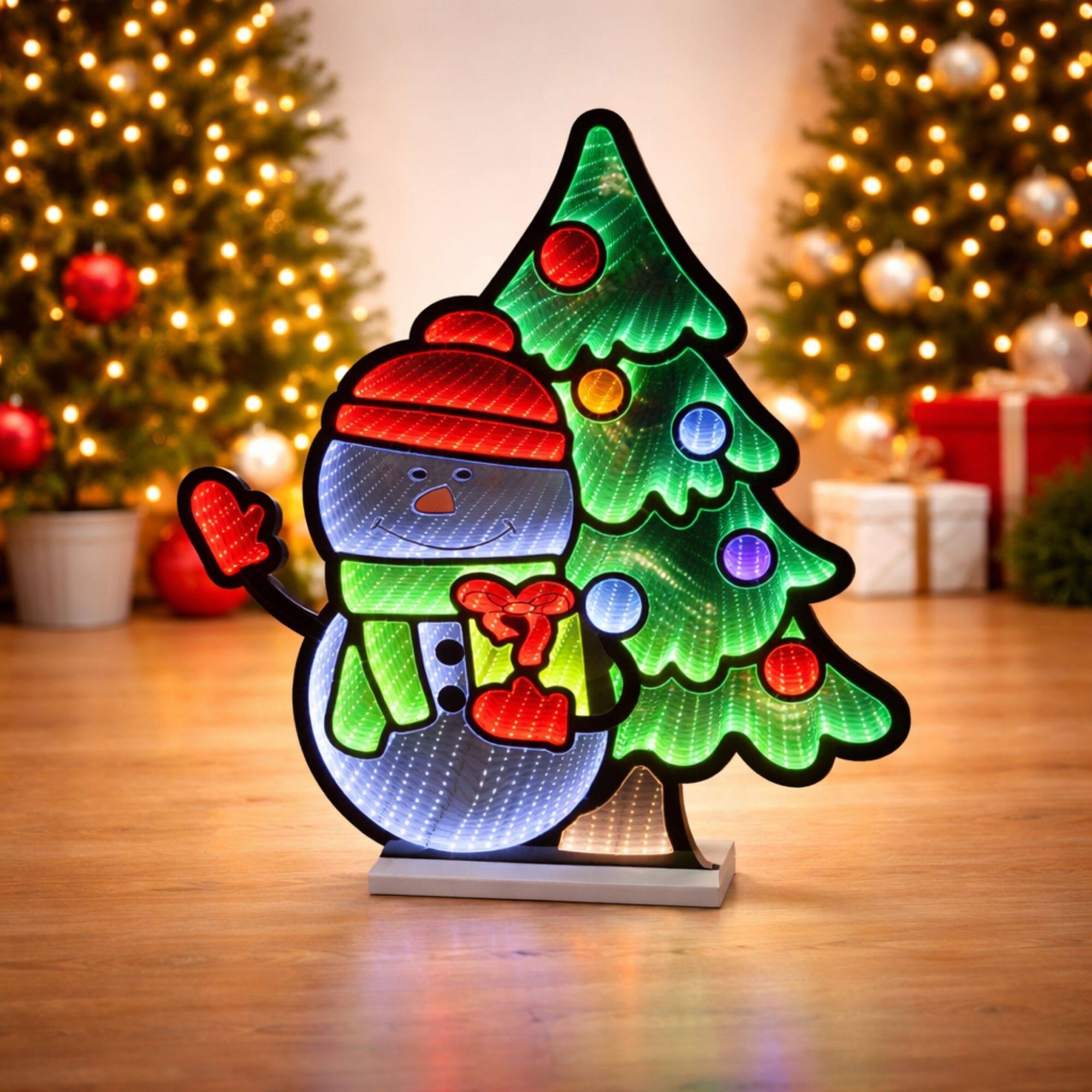 Melrose 27.5" Snowman with Christmas Tree EkkoLight