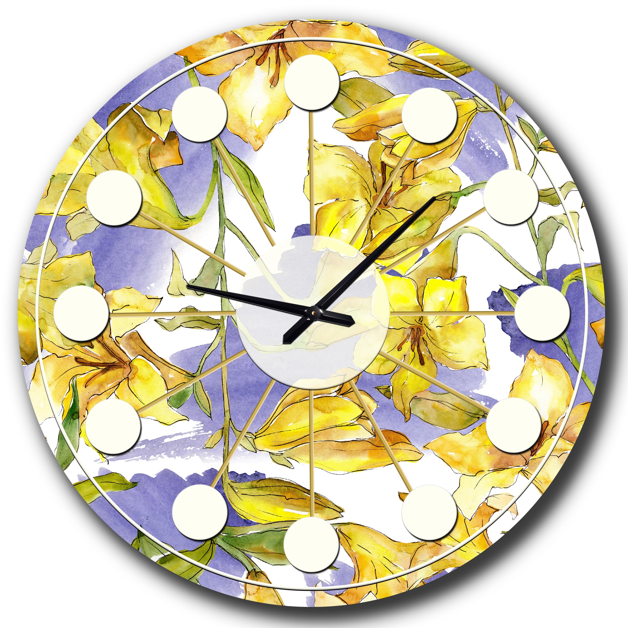 Designart 'Retro Handdrawn Poppies V Mid-Century Modern Wall Clock