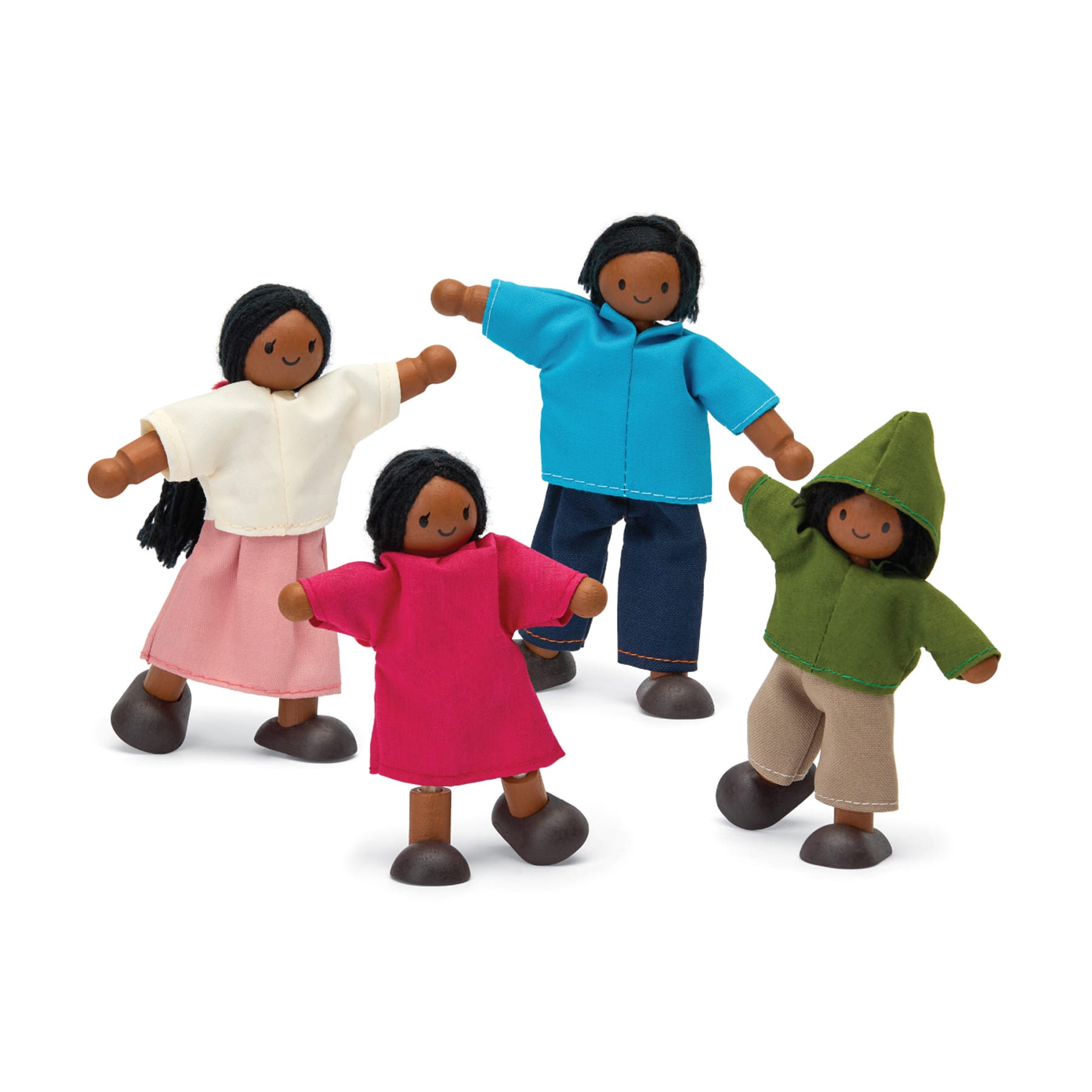 PlanToys Medium Skin Tone Wood Doll Family Set
