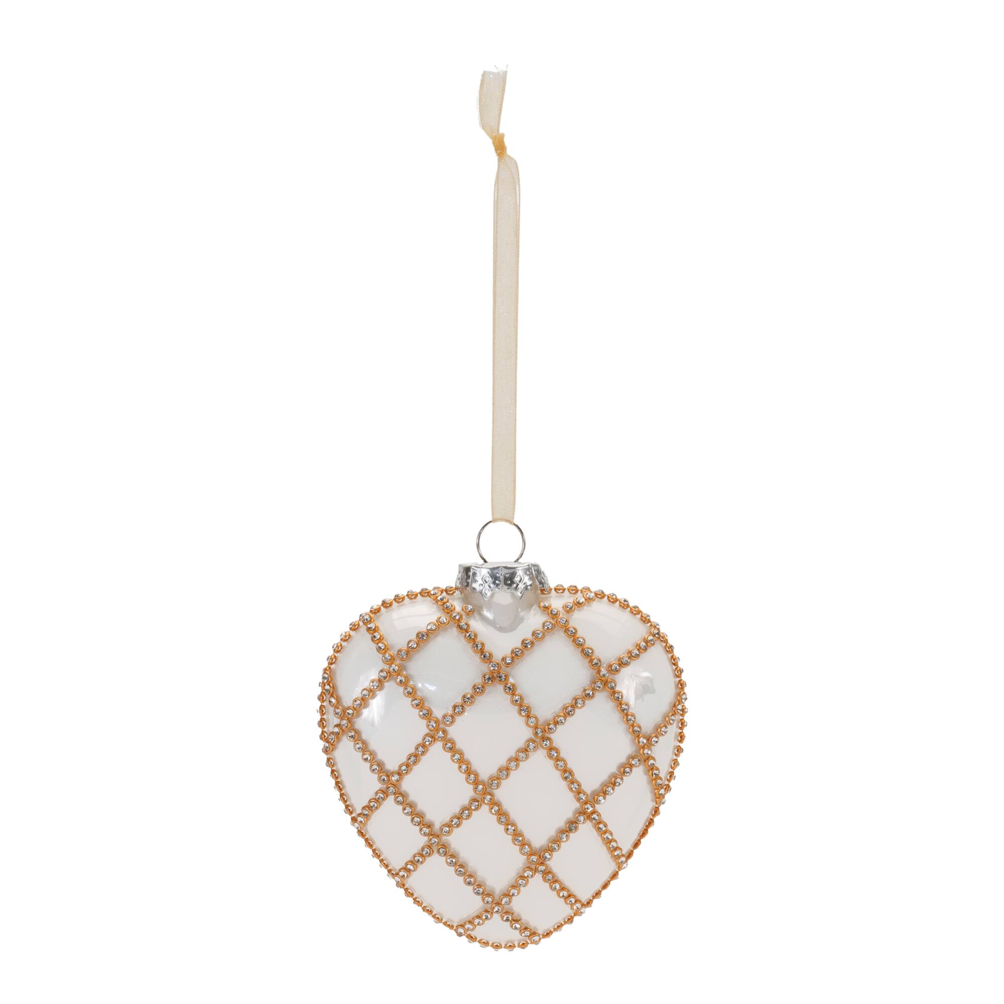 4.5" Jeweled Glass Heart Ornaments, 12ct.