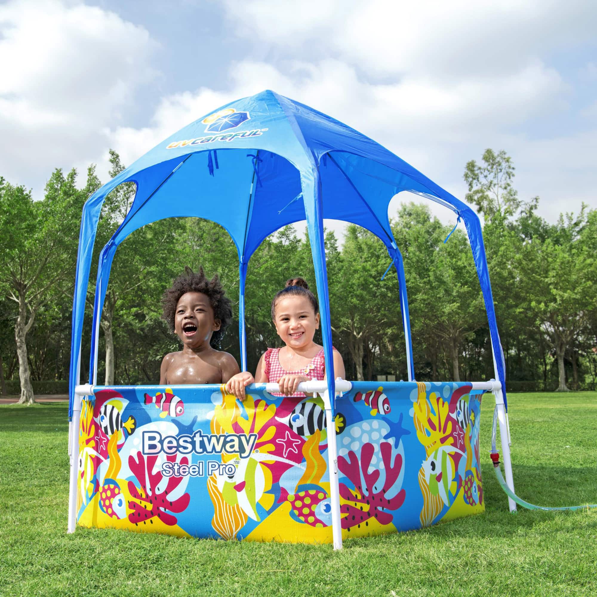 Steel Pro 6ft. UV Careful Splash-in-Shade Play Pool