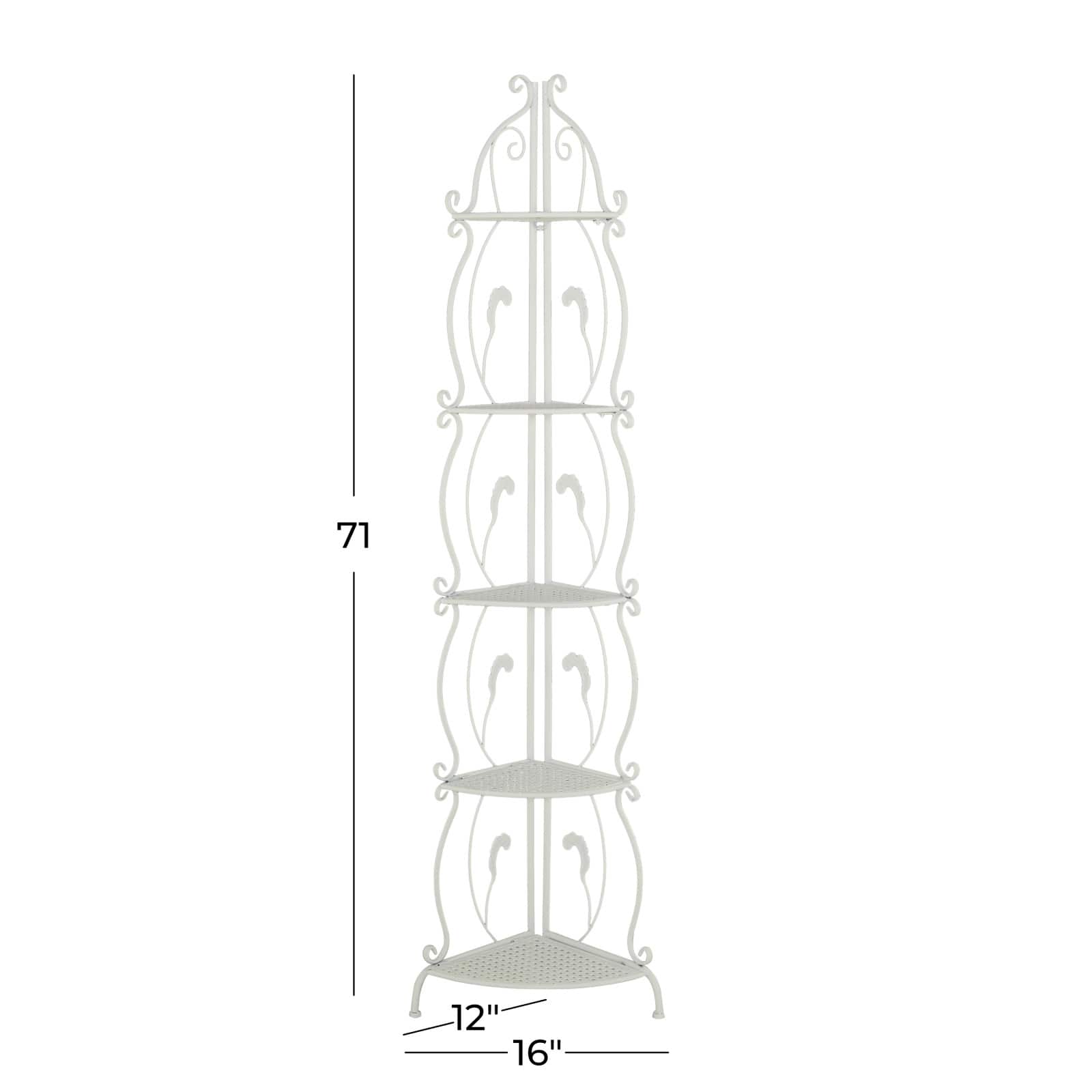 White Iron French Country Bakers Rack, 71" x 16" x 12"