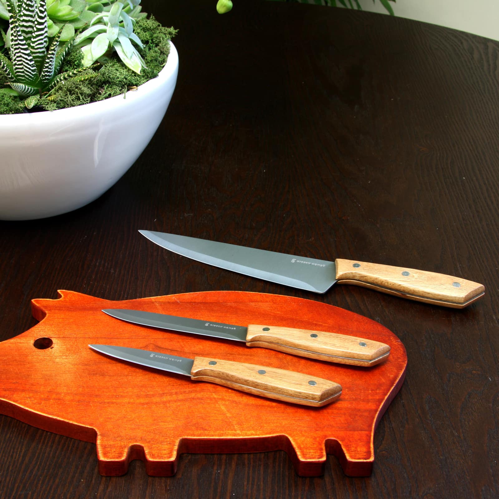 Gibson Home® Seward 3-Piece Stainless Steel Cutlery Set with Wood Handles