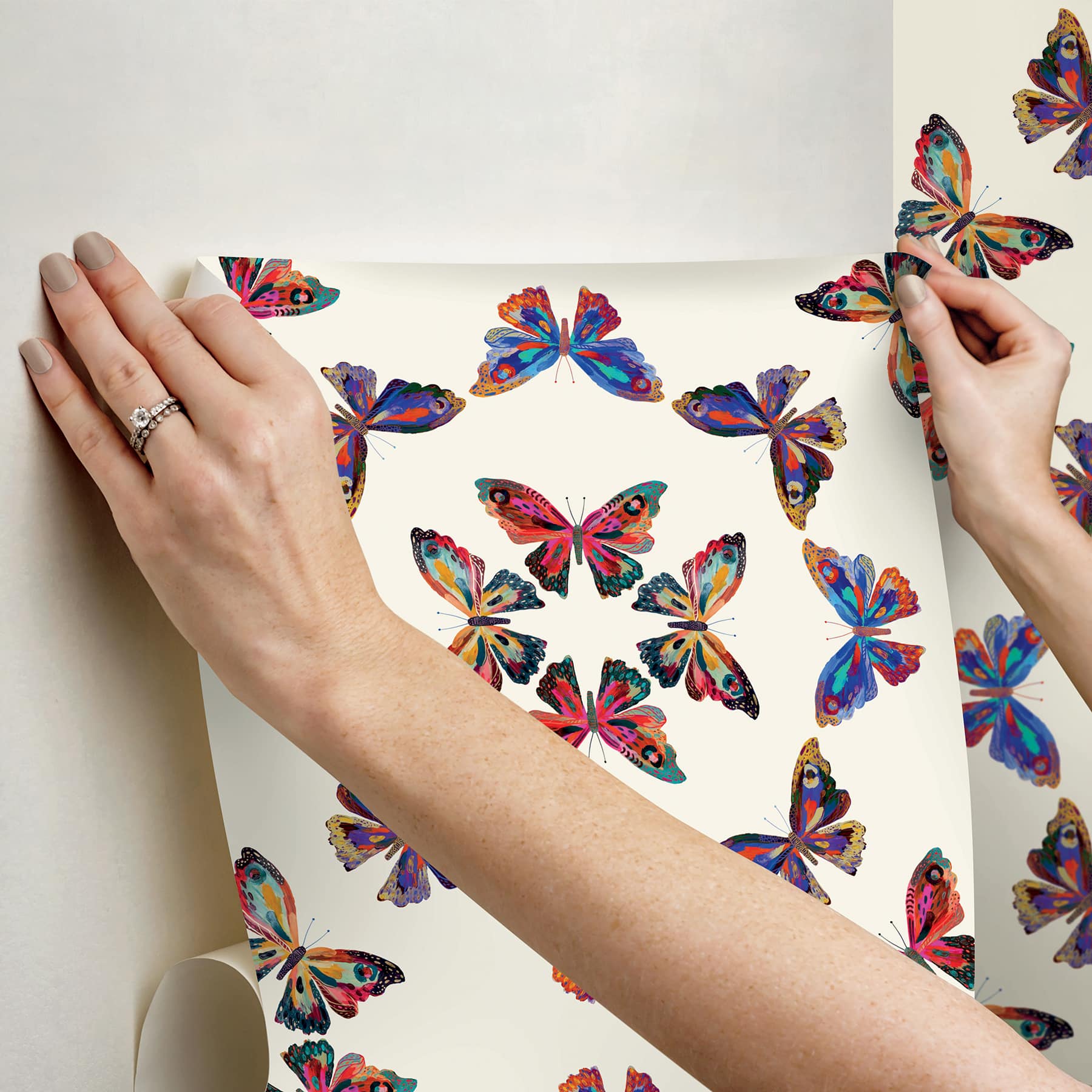 RoomMates Cream Multi Papillon Peel & Stick Wallpaper
