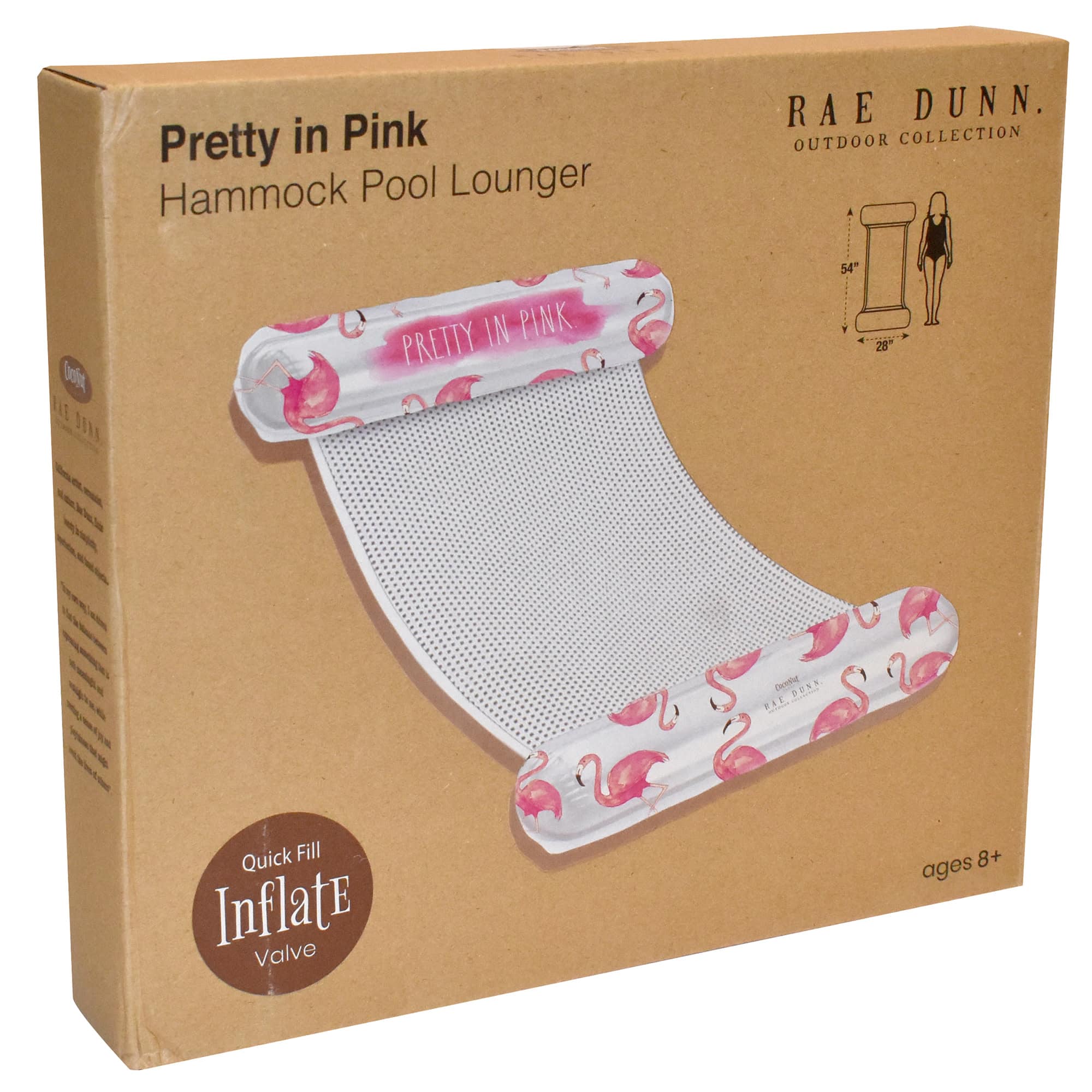 Rae Dunn 4.5ft. Pretty in Pink Flamingo Pattern Hammock Pool Lounger