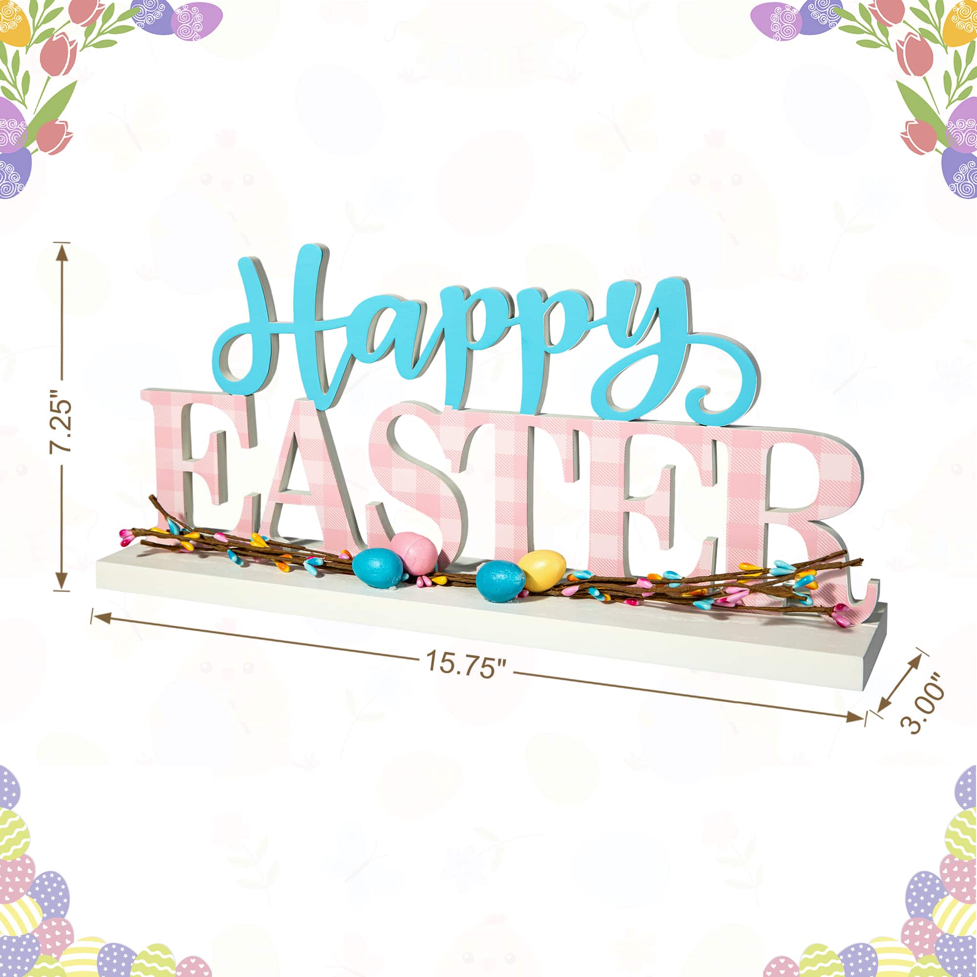 Glitzhome® 15.75" Easter Wooden "Happy Easter" Table Décor