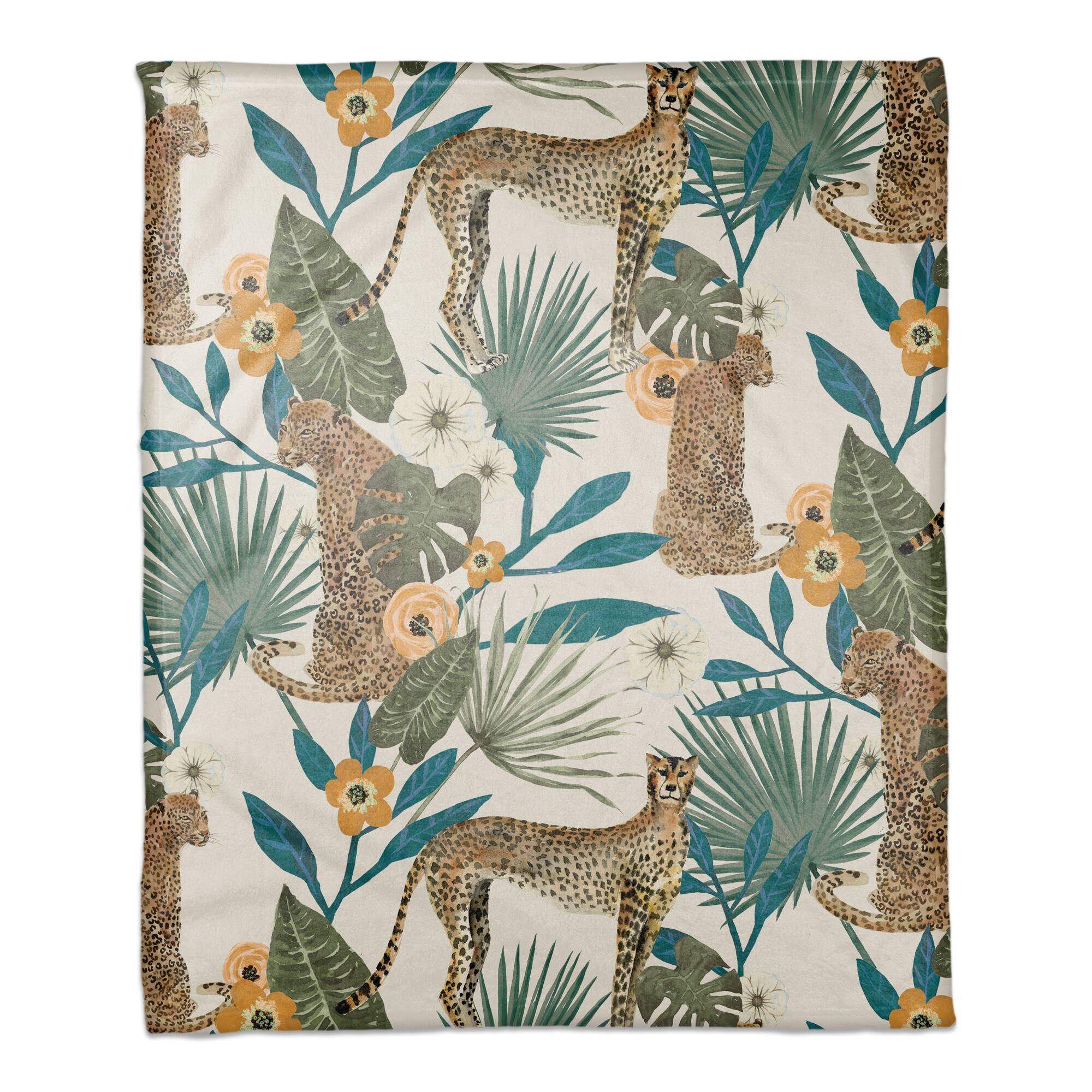 Tropical Cheetah Coral Fleece Blanket