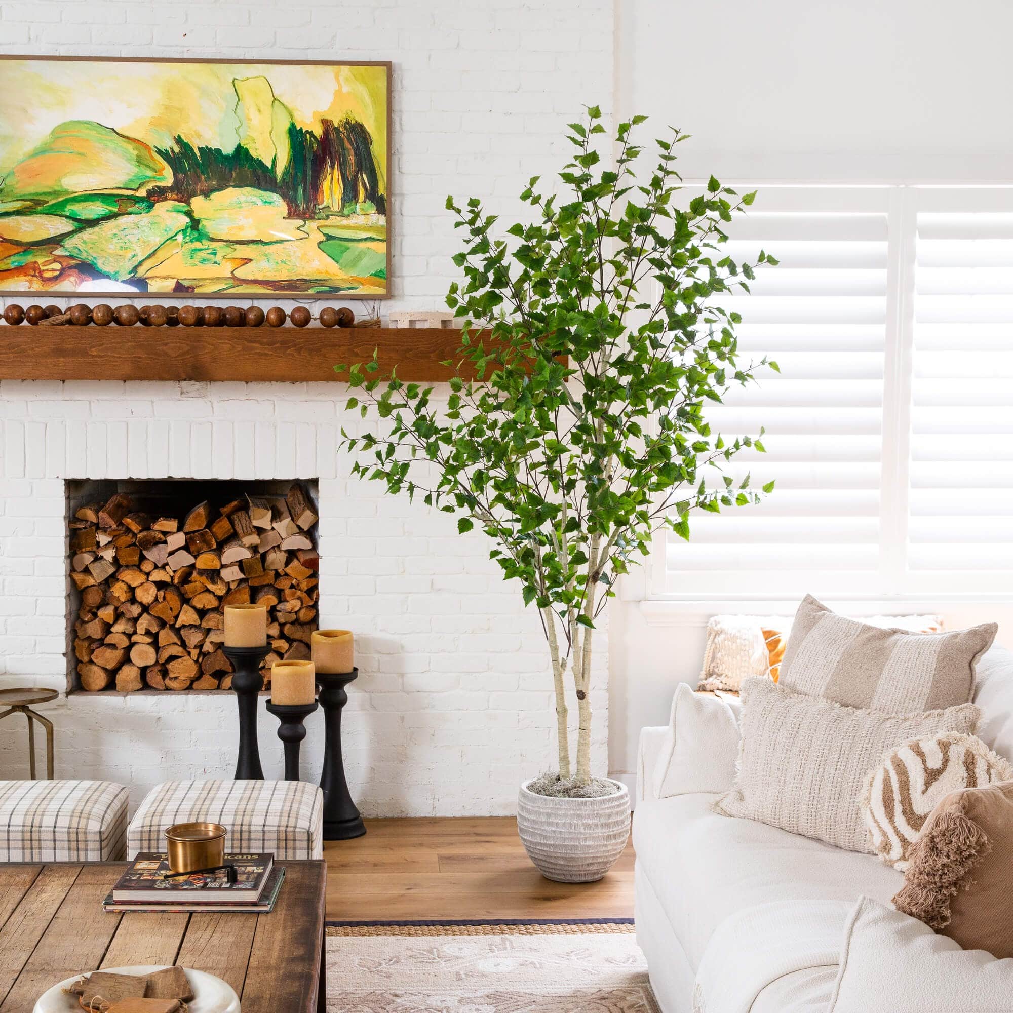 8ft. Artificial Birch Tree with Real Touch Leaves