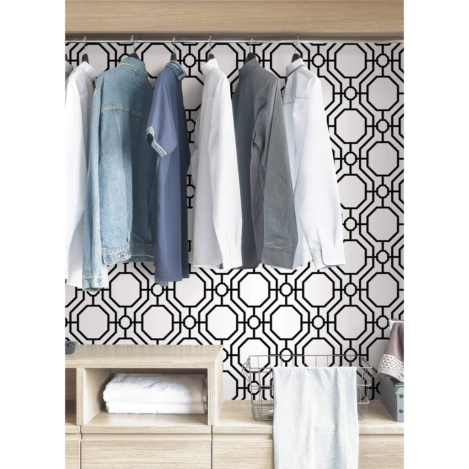 InHome Crawford Black & White Peel & Stick Wallpaper