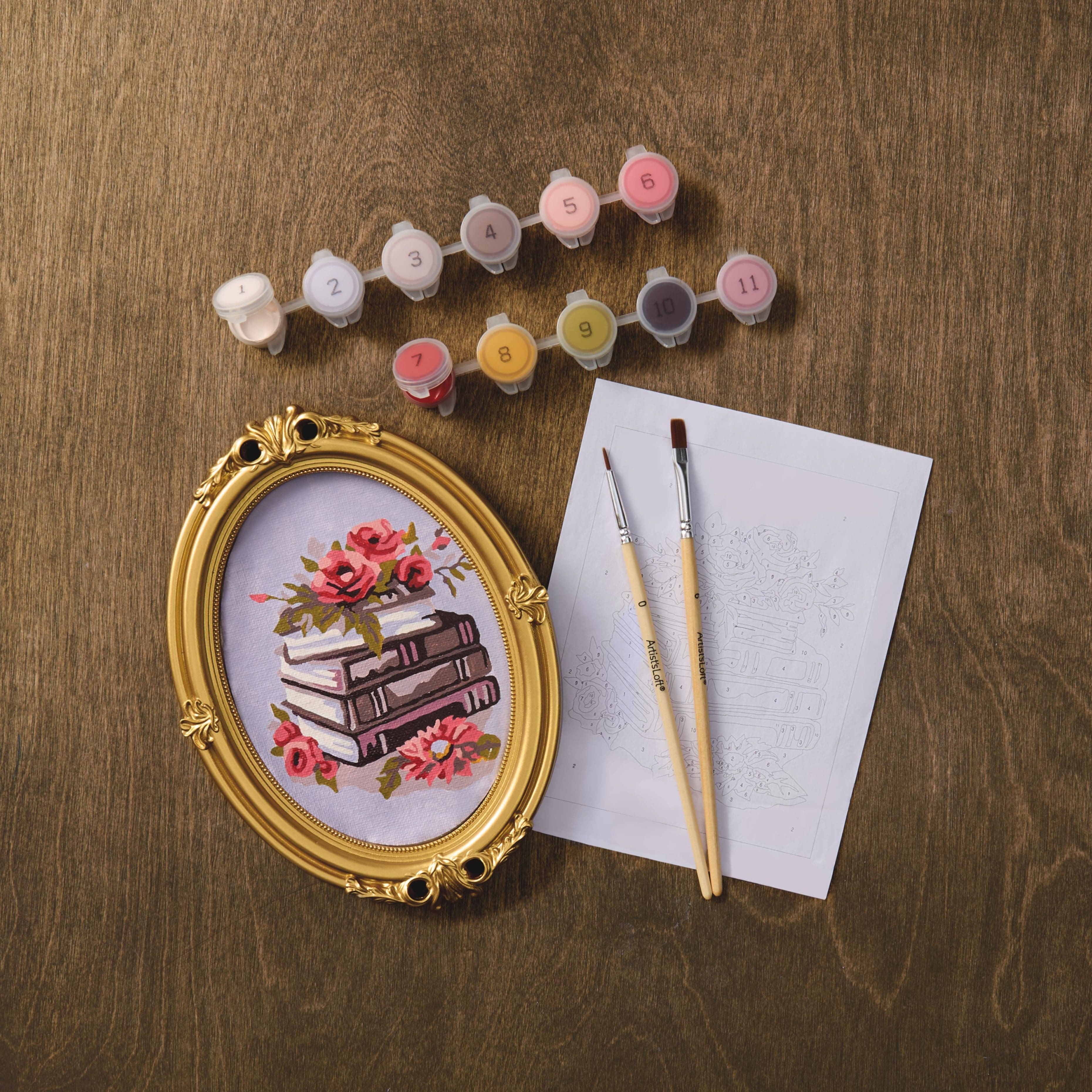 Books & Flowers Paint-by-Number Framed Mini Kit