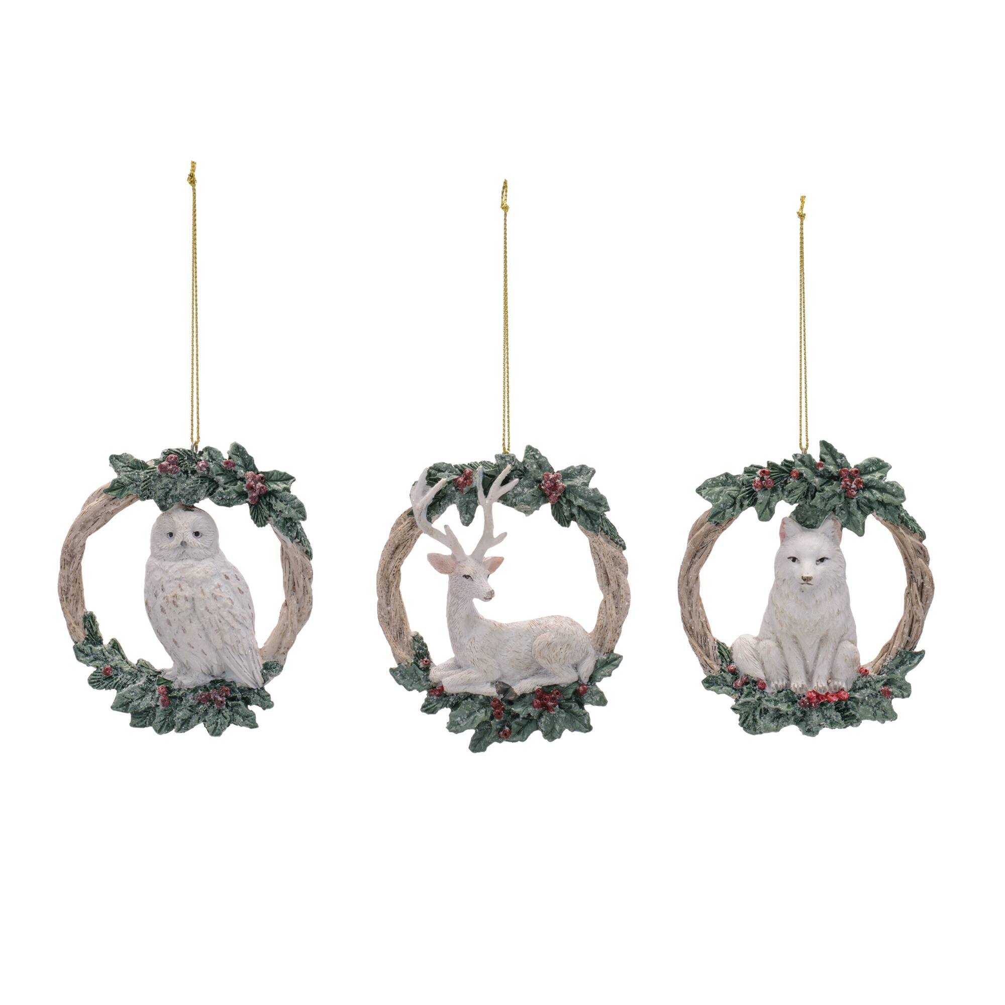 Melrose 4.25" Animal Wreath Ornament Set