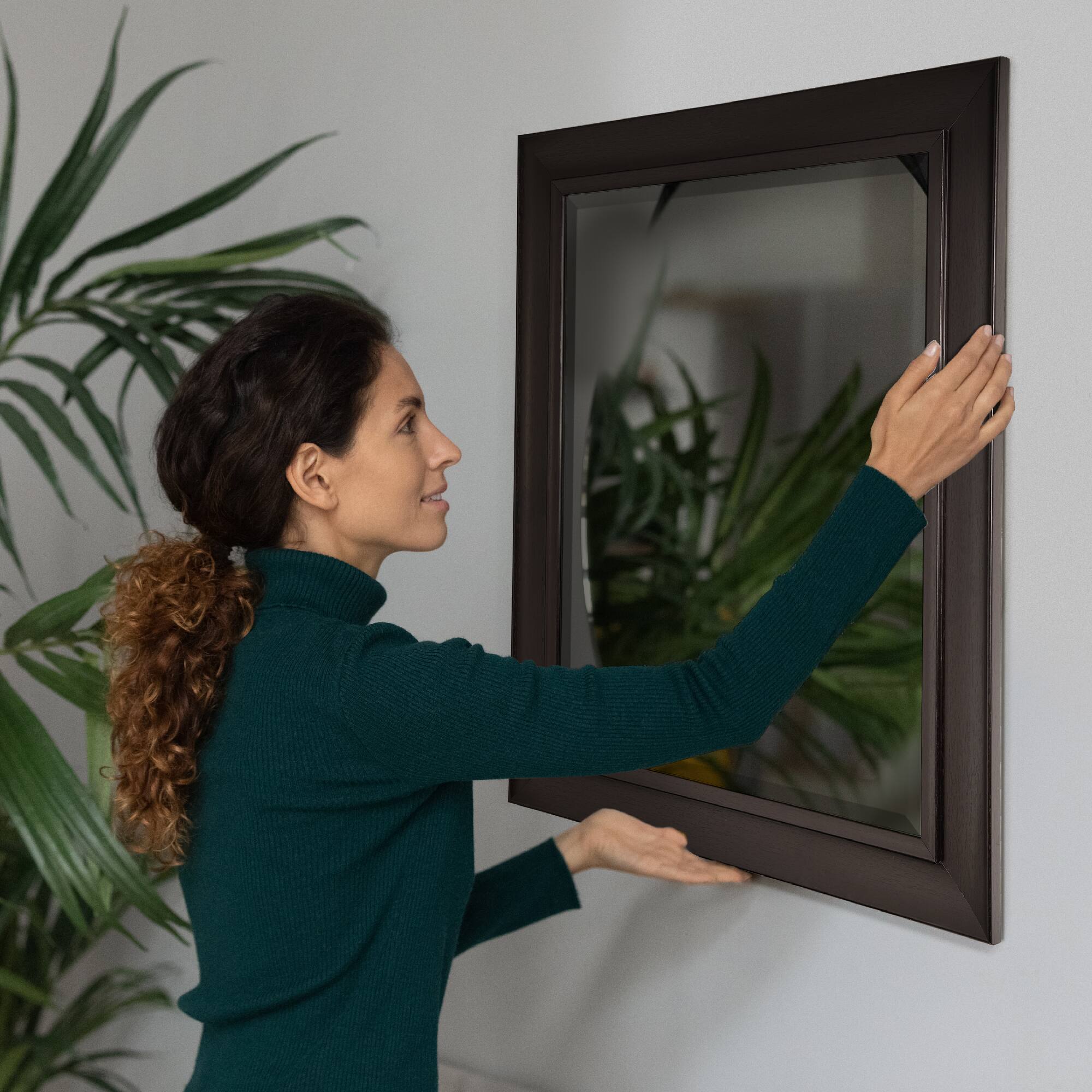 Head West Espresso 28.5" x 34.5" Framed Beveled Accent Vanity Mirror